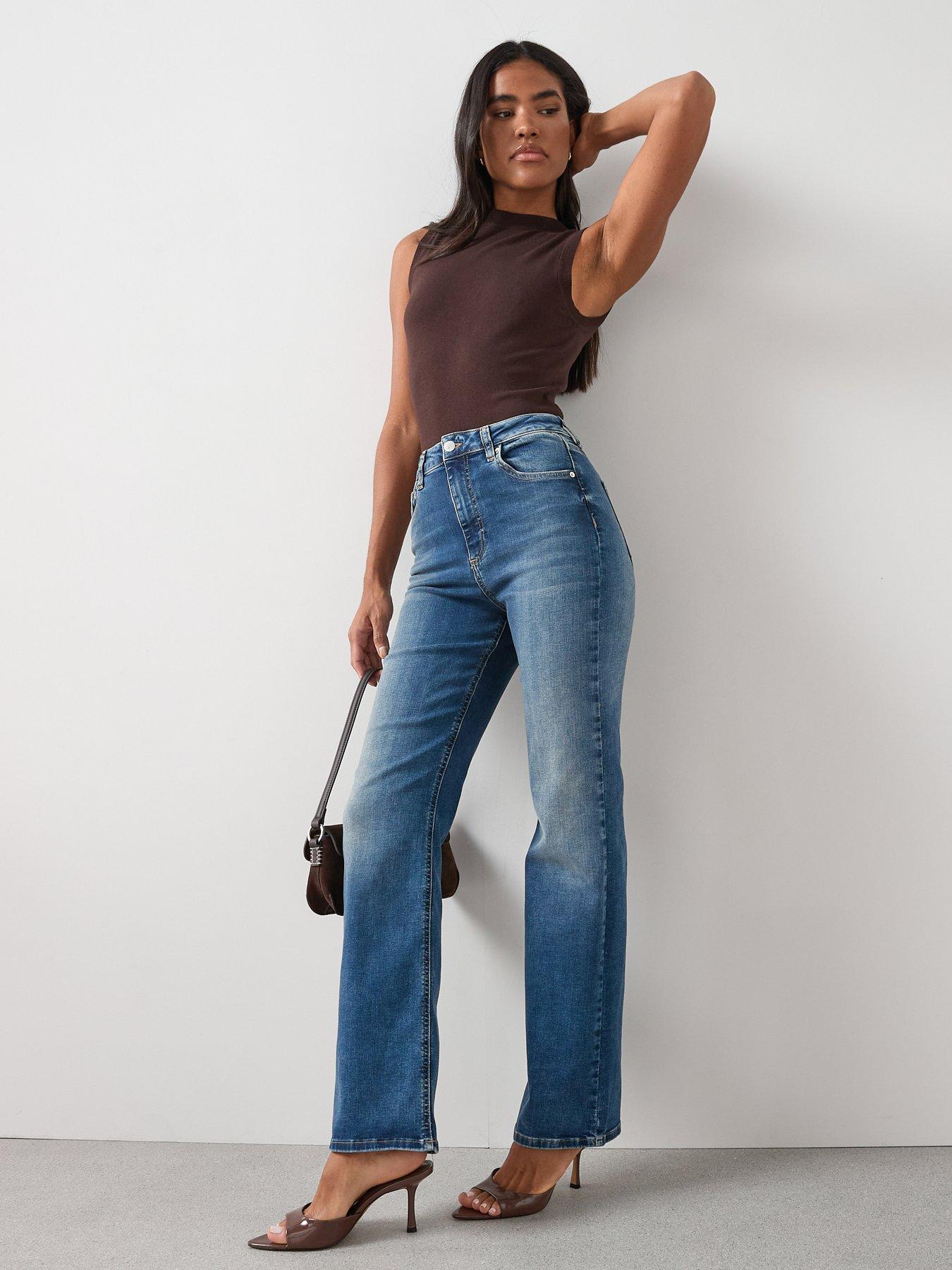 Image 3 of 6 of V by Very Comfort Stretch Easy Straight Jeans - Mid Wash