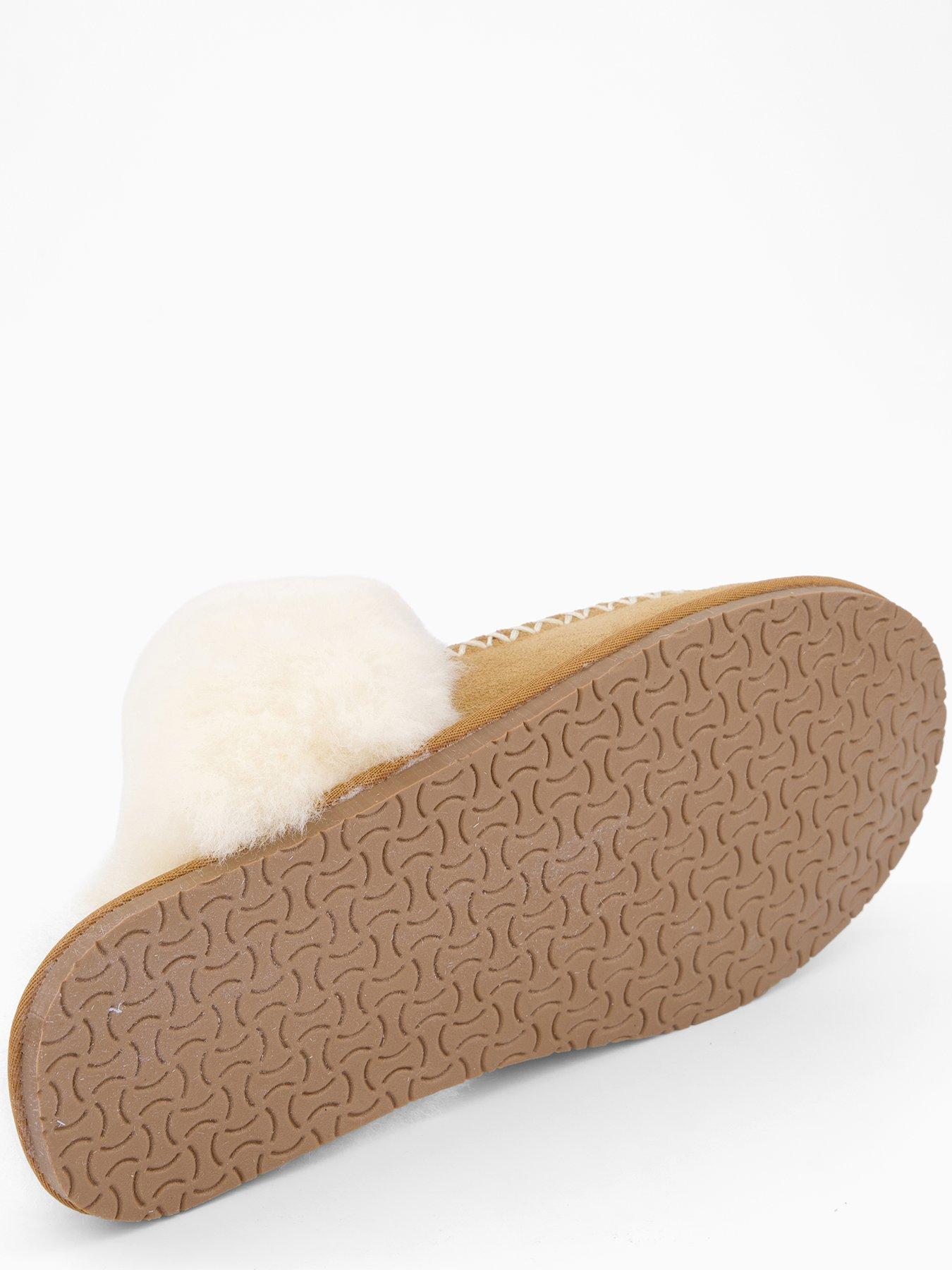 Image 4 of 7 of Loungeable Tan Sheepskin Whipstitch Mule Slippers - Tan