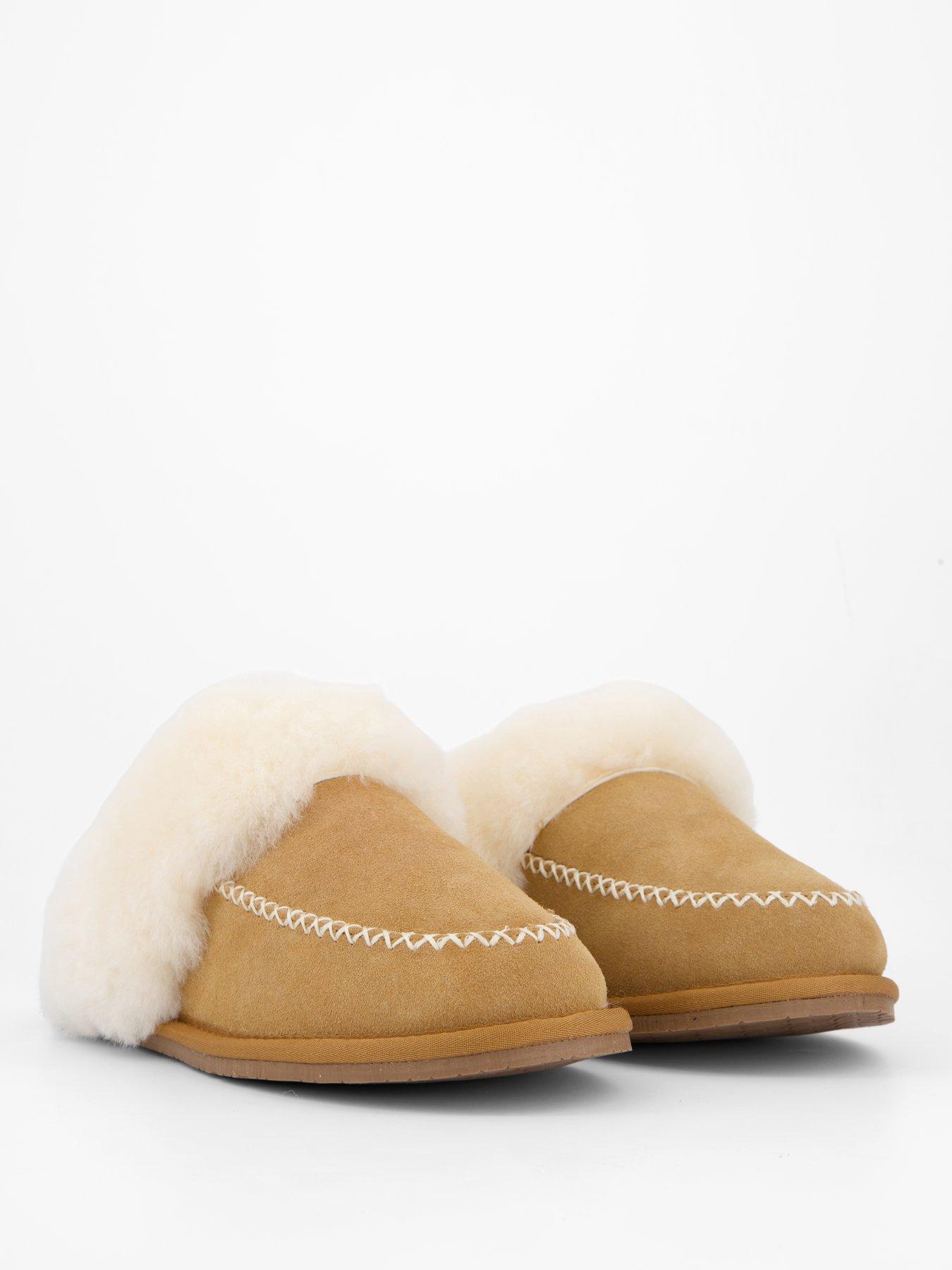 Image 6 of 7 of Loungeable Tan Sheepskin Whipstitch Mule Slippers - Tan