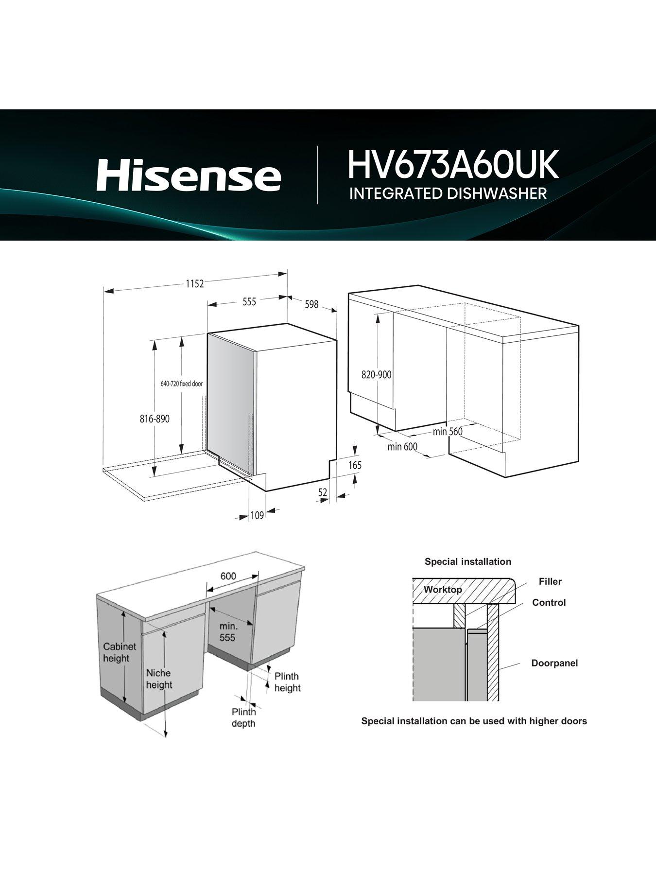Image 5 of 7 of Hisense Hisense HV673A60UK Full-Size Fully Integrated Wi-Fi Enabled 16-Place Dishwasher