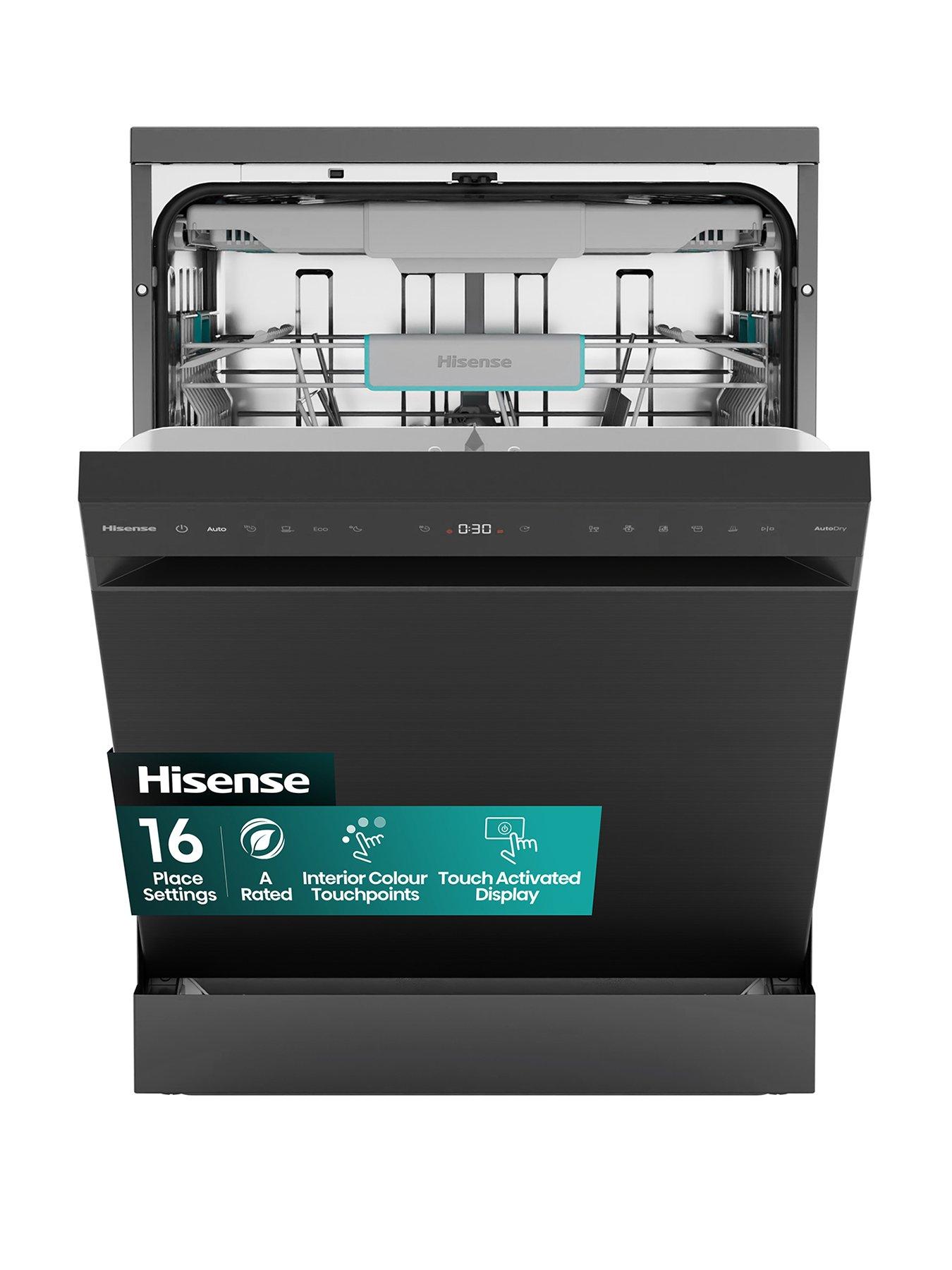 Hisense HS663A90BXUK Full Size 16-Place A Rated Freestanding Dishwasher  - Black Inox