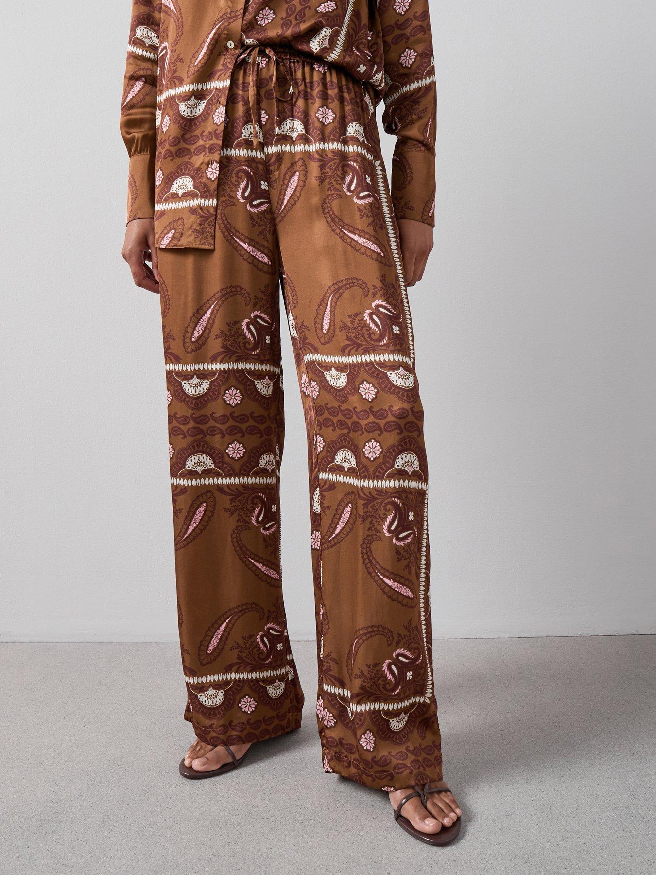 The Very Collection Paisly Satin Trouser Co-Ord - Print