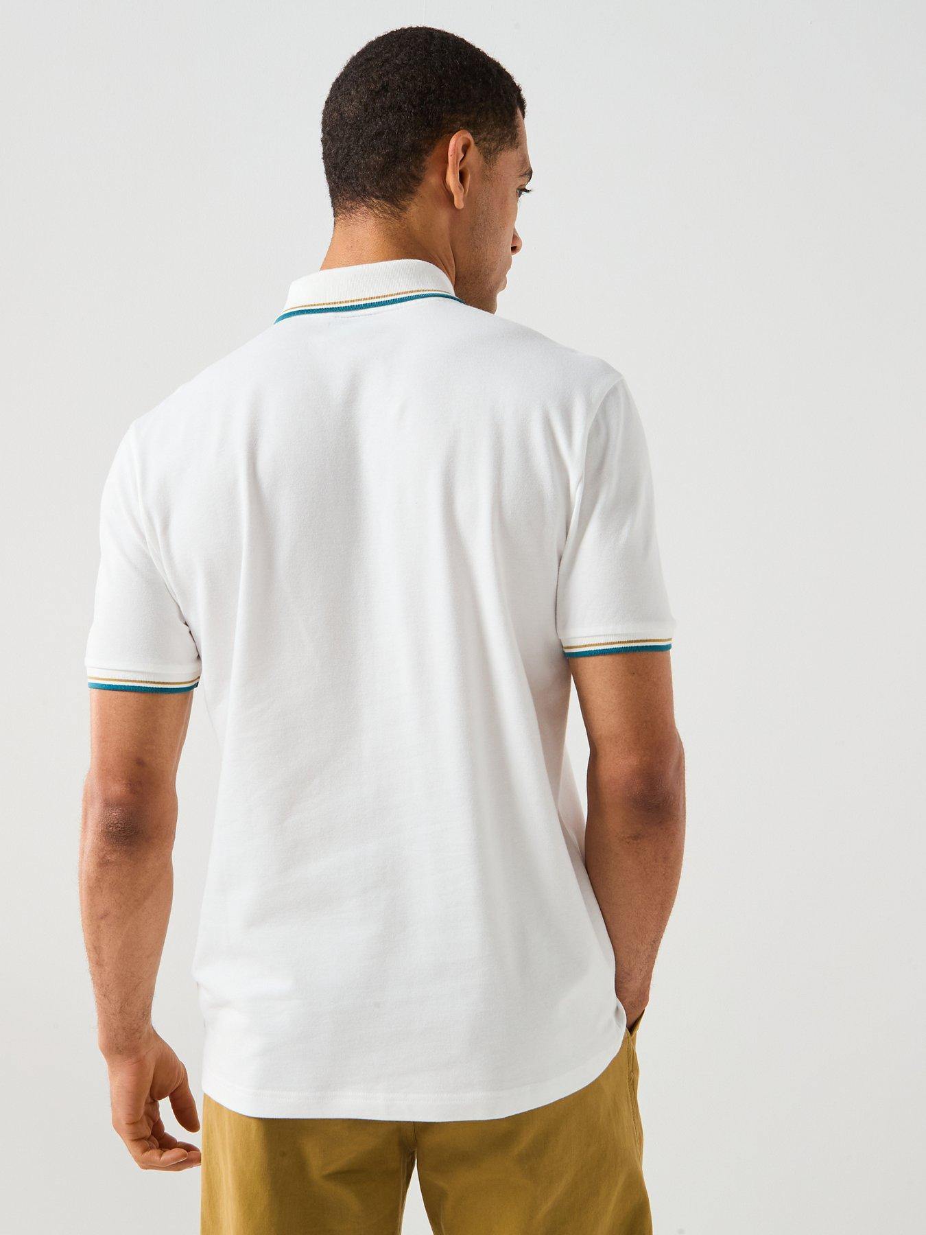 Image 2 of 4 of PS PAUL SMITH Stripe Contrast Tipped Polo Shirt - White