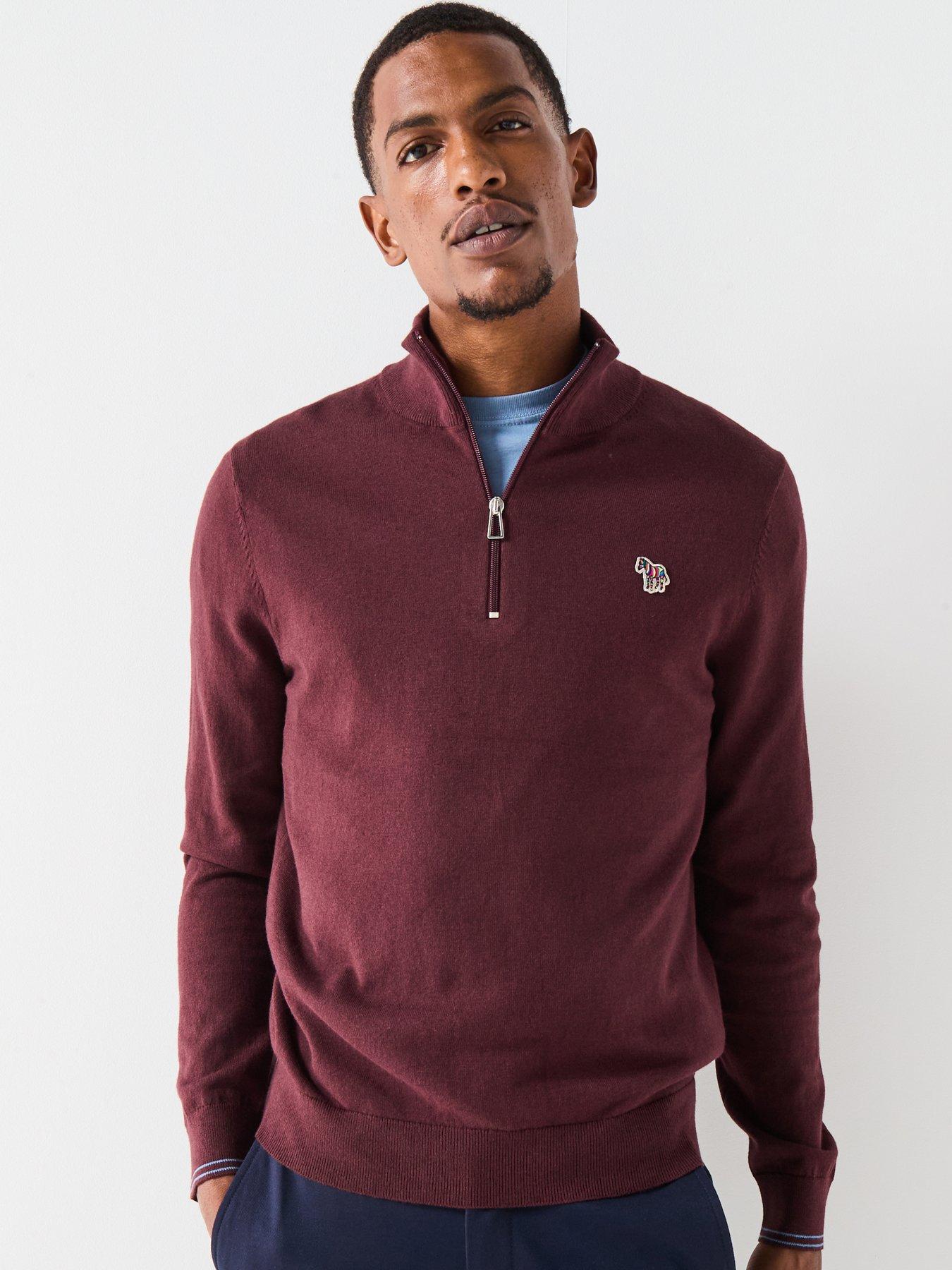 PS PAUL SMITH Zebra Half Zip Knitted Jumper - Red