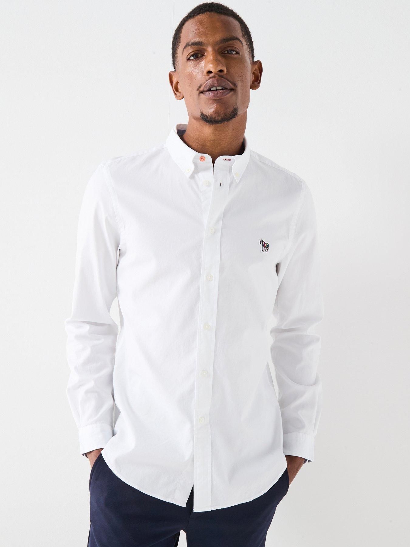 PS PAUL SMITH Button Down Zebra Long Sleeve Shirt - White