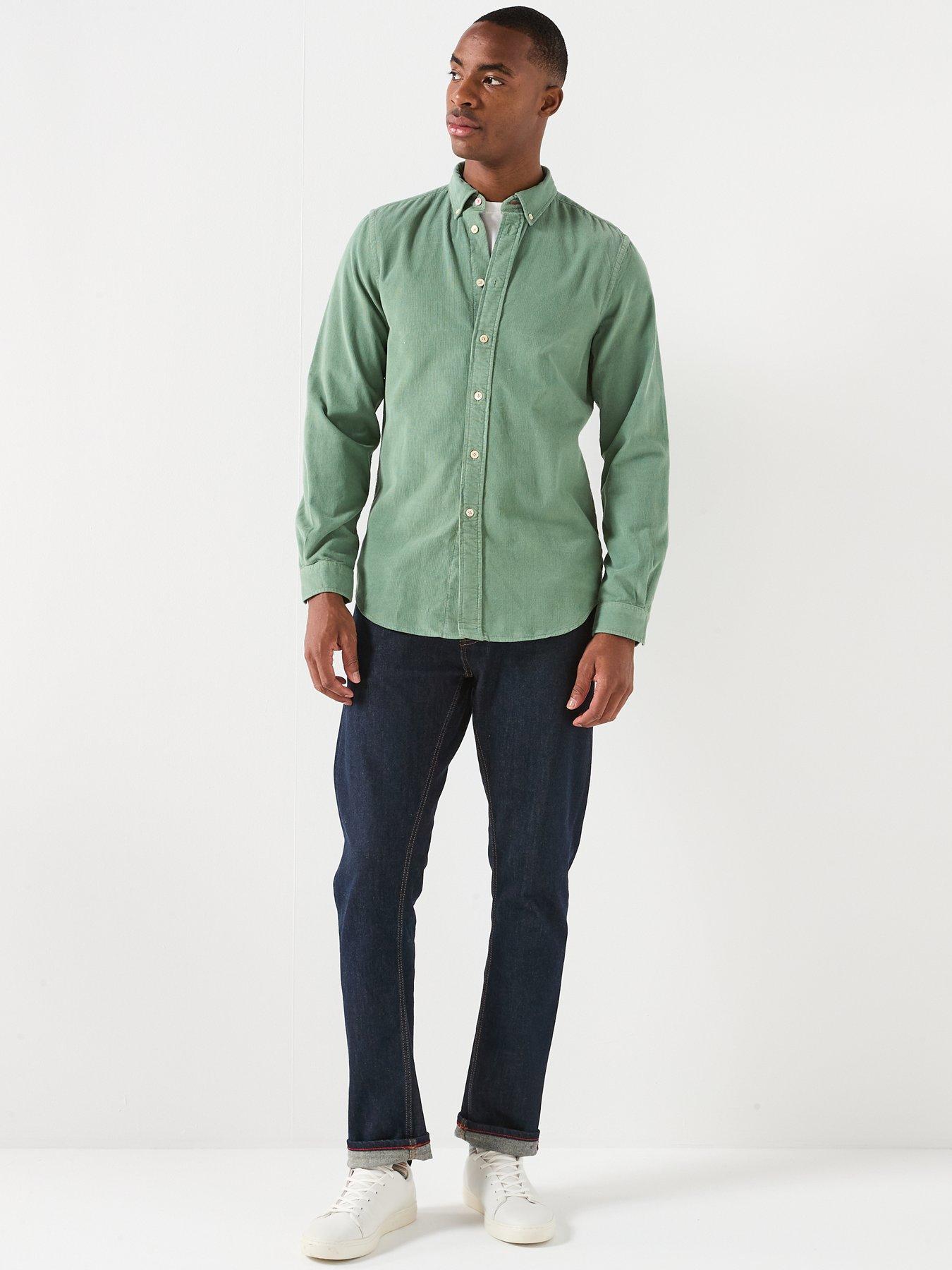 ps-paul-smith-tailored-fit-button-down-plain-shirt-greenoutfit