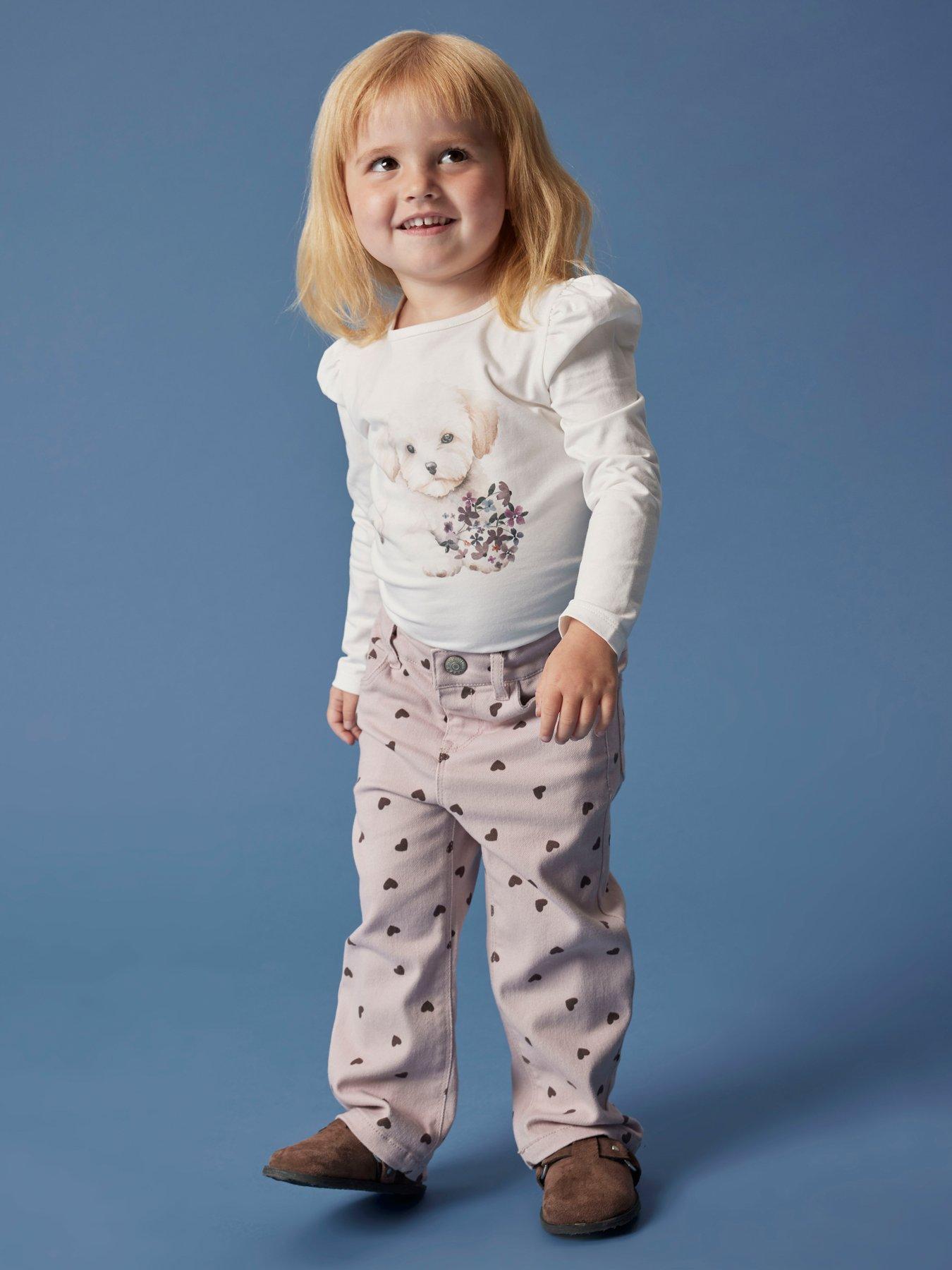 Name It Mini Girls Heart Print Jeans - Pink