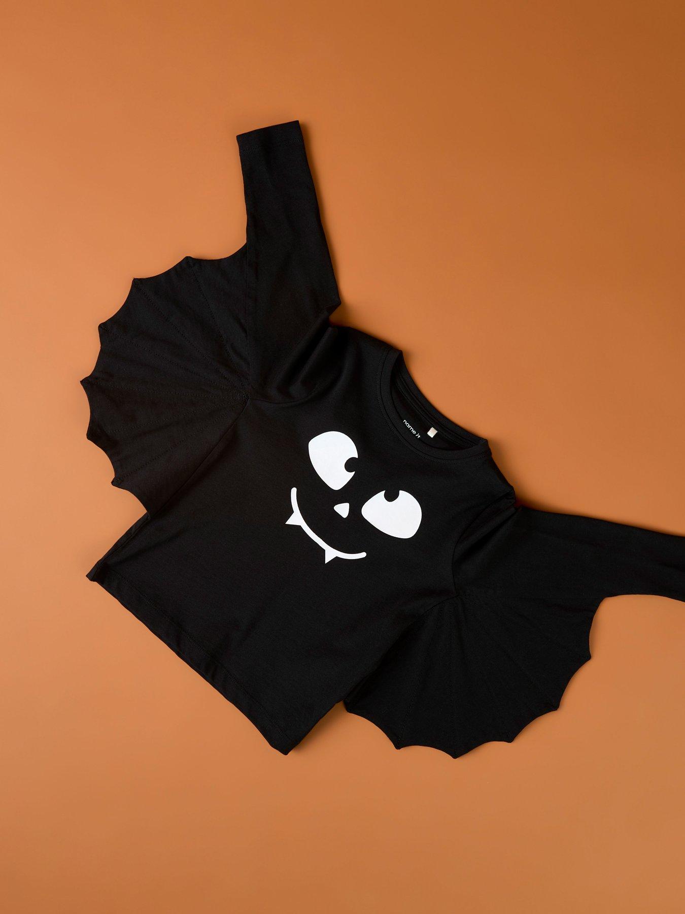 Name It Mini Boys Halloween Bat Tshirt With Wings - Black