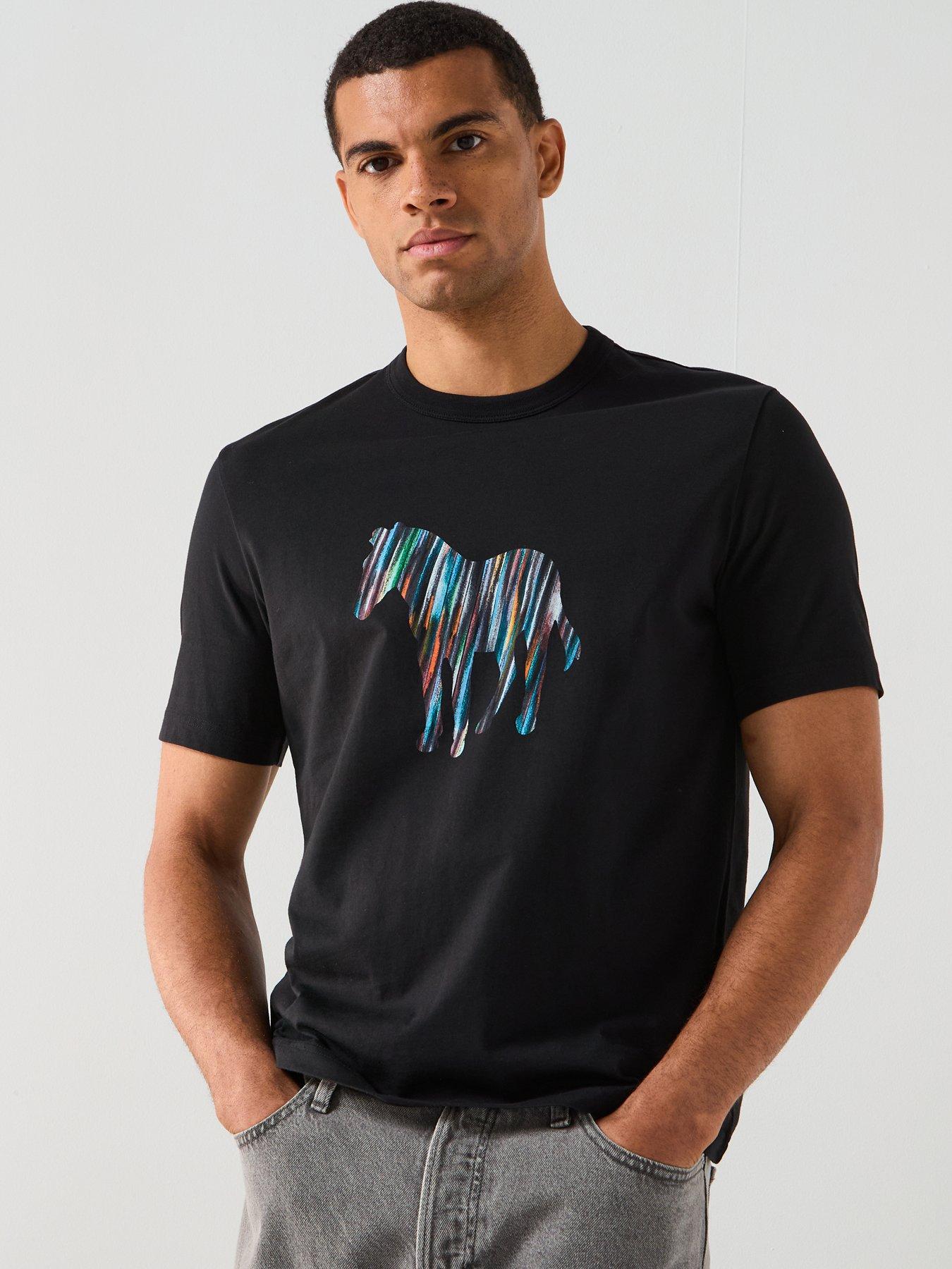 Image 1 of 6 of PS PAUL SMITH Colour Stripe Zebra Graphic T-Shirt - Black