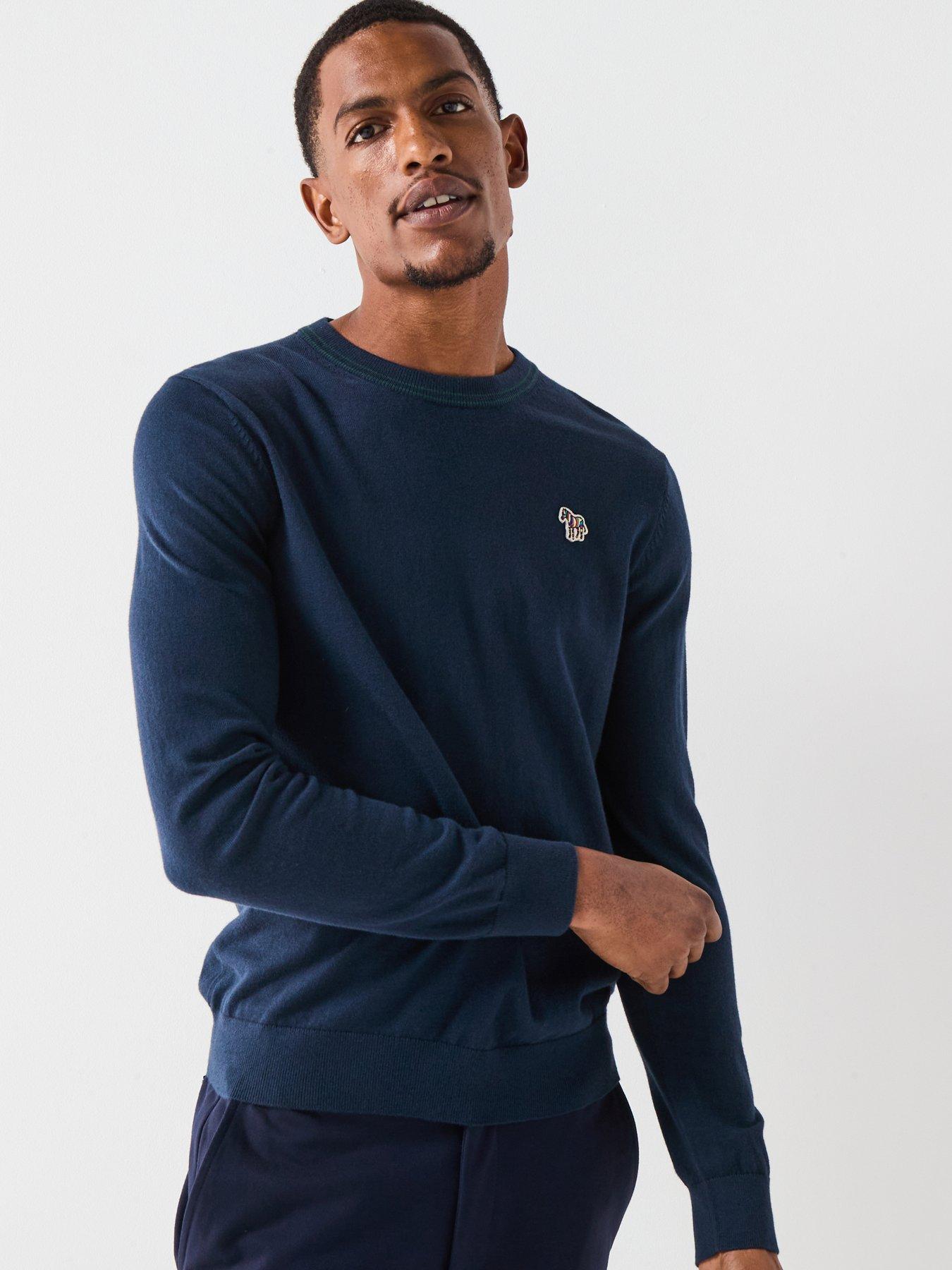 PS PAUL SMITH Regular Fit Zebra Knitted Jumper - Navy