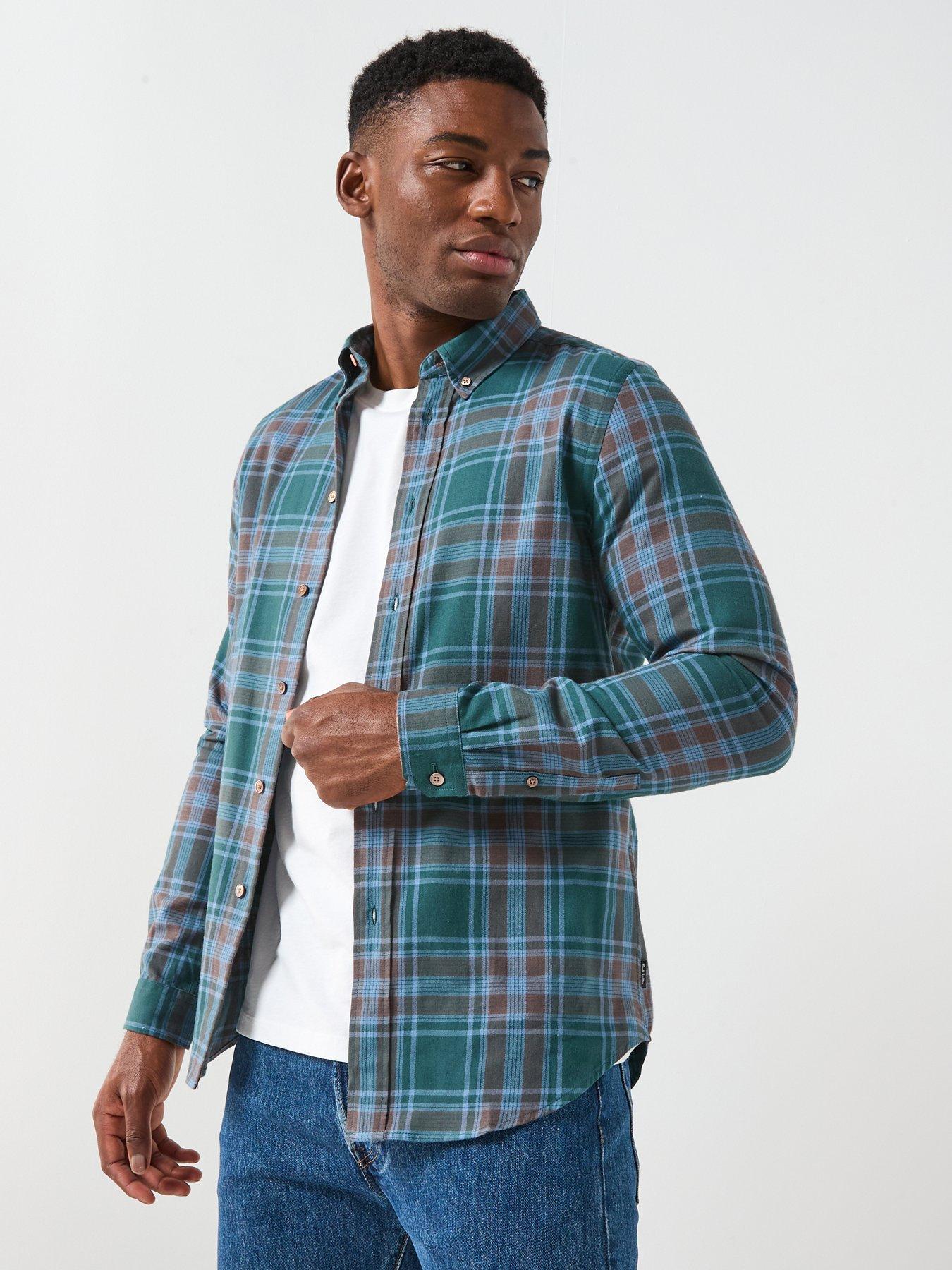 ps-paul-smith-tailored-fit-button-down-check-shirt-green