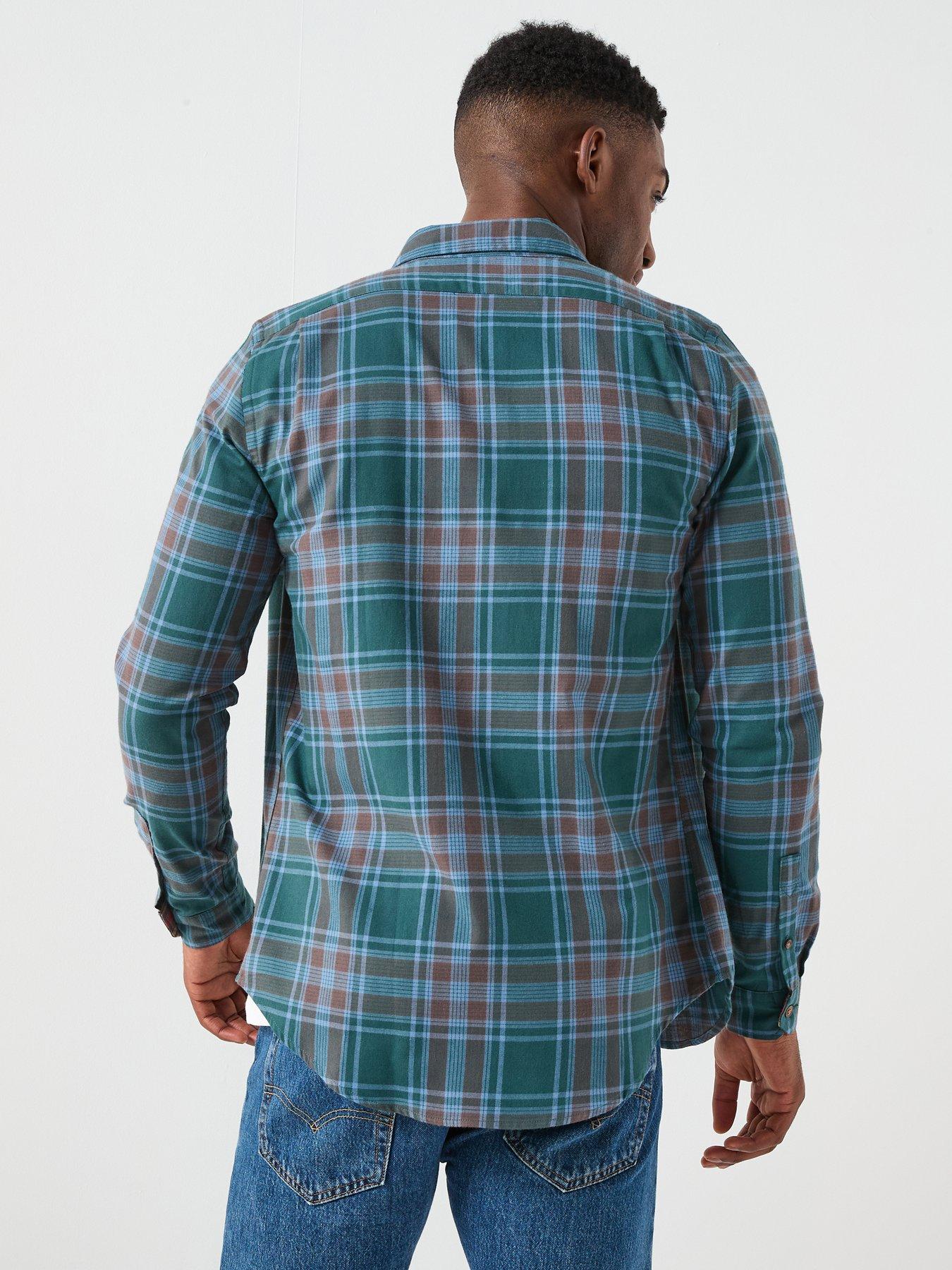 ps-paul-smith-tailored-fit-button-down-check-shirt-greenstillFront