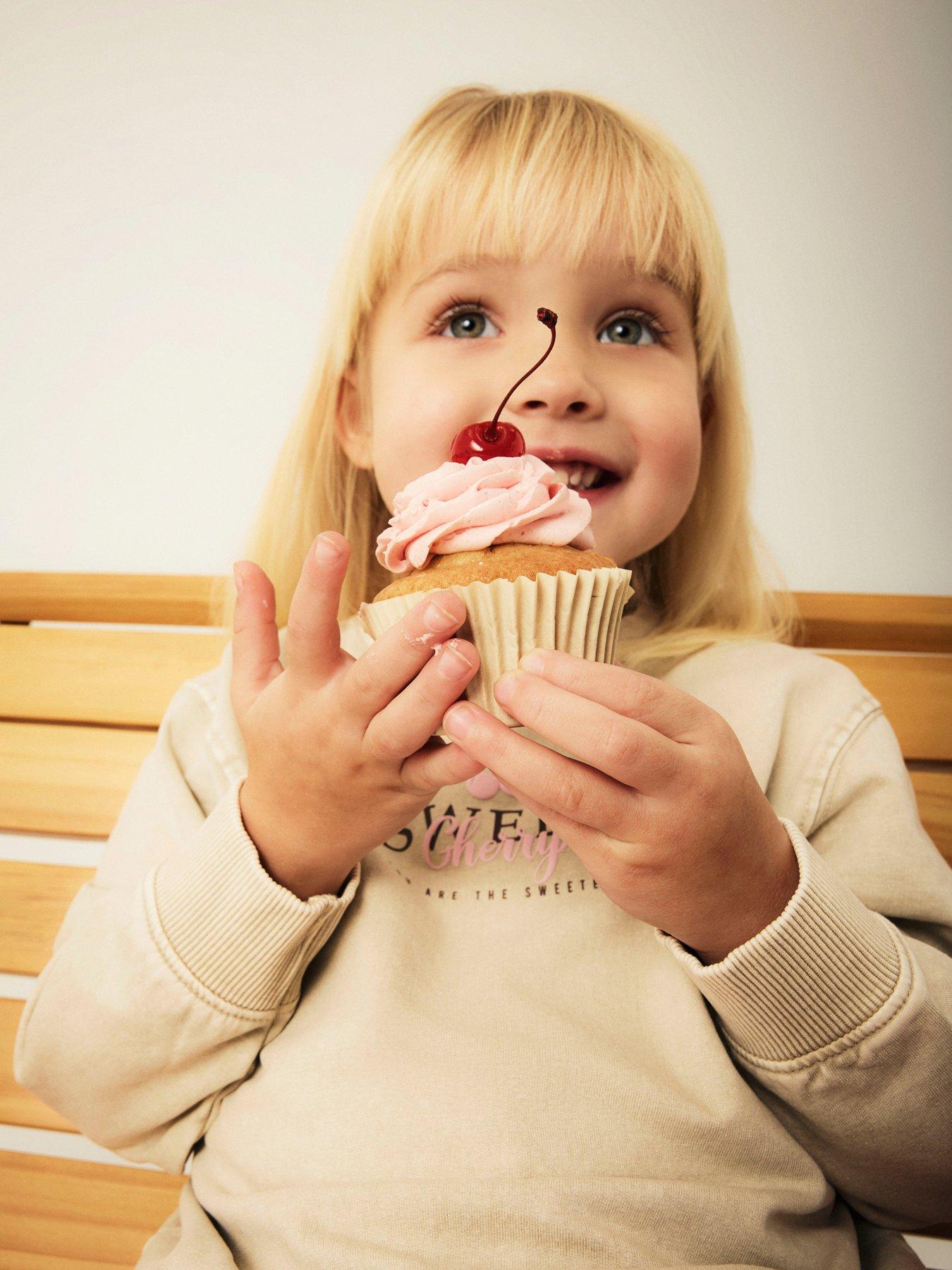 Name It Mini Girls Sweet Cherry Back Print Sweat - Beige