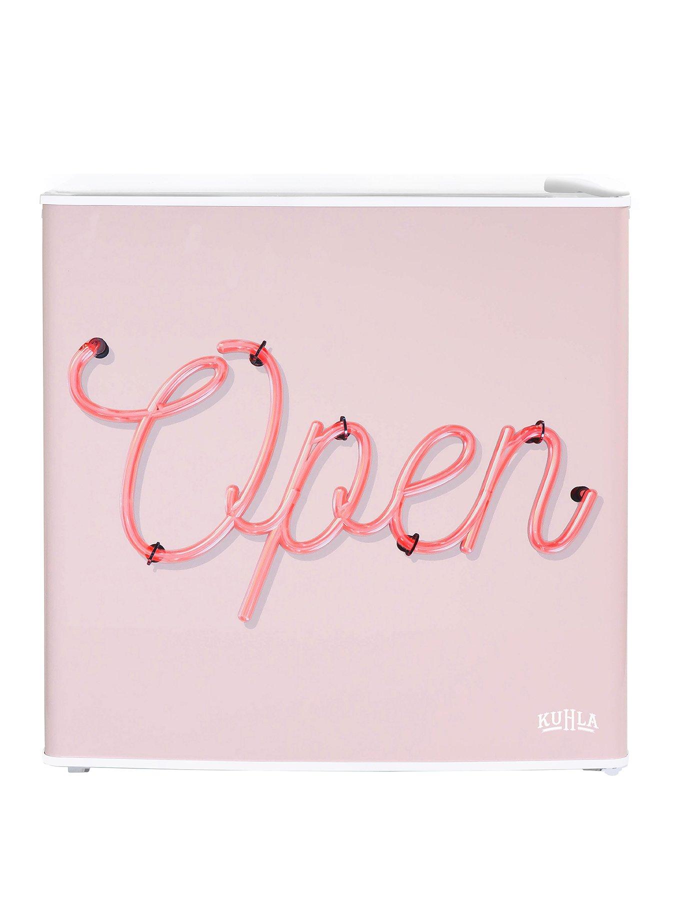 undefined Kuhla KTTF0E6W-1025 Pink Open Sign Design 45L Table Top Fridge