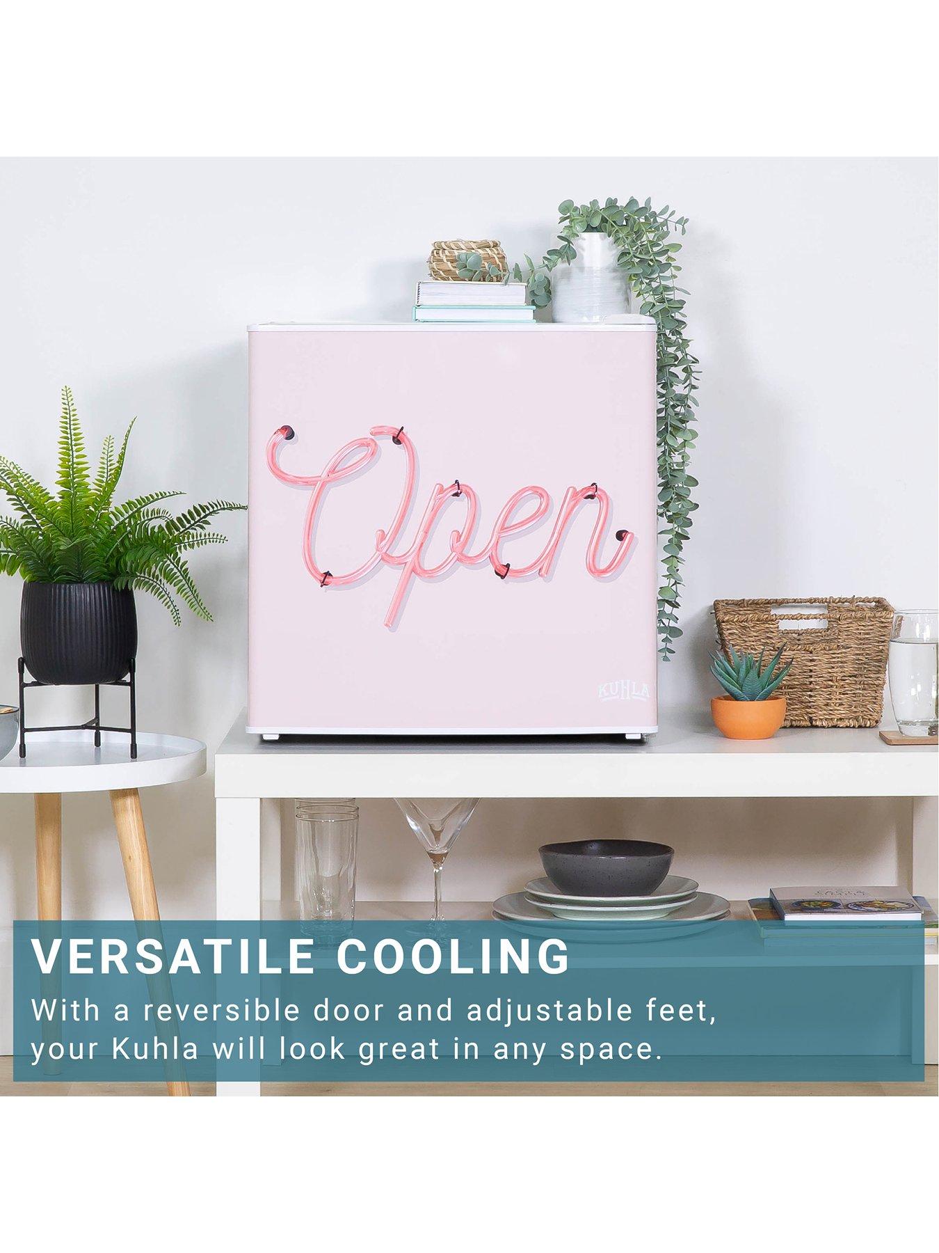 Image 5 of 6 of Kuhla Kuhla KTTF0E6W-1025 Pink Open Sign Design 45L Table Top Fridge