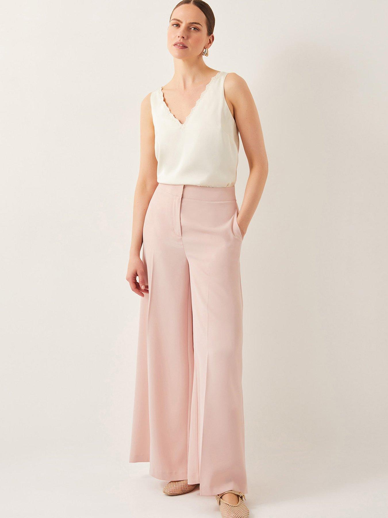 Image 4 of 6 of Monsoon Ruth Wide Leg Trousers - Pink