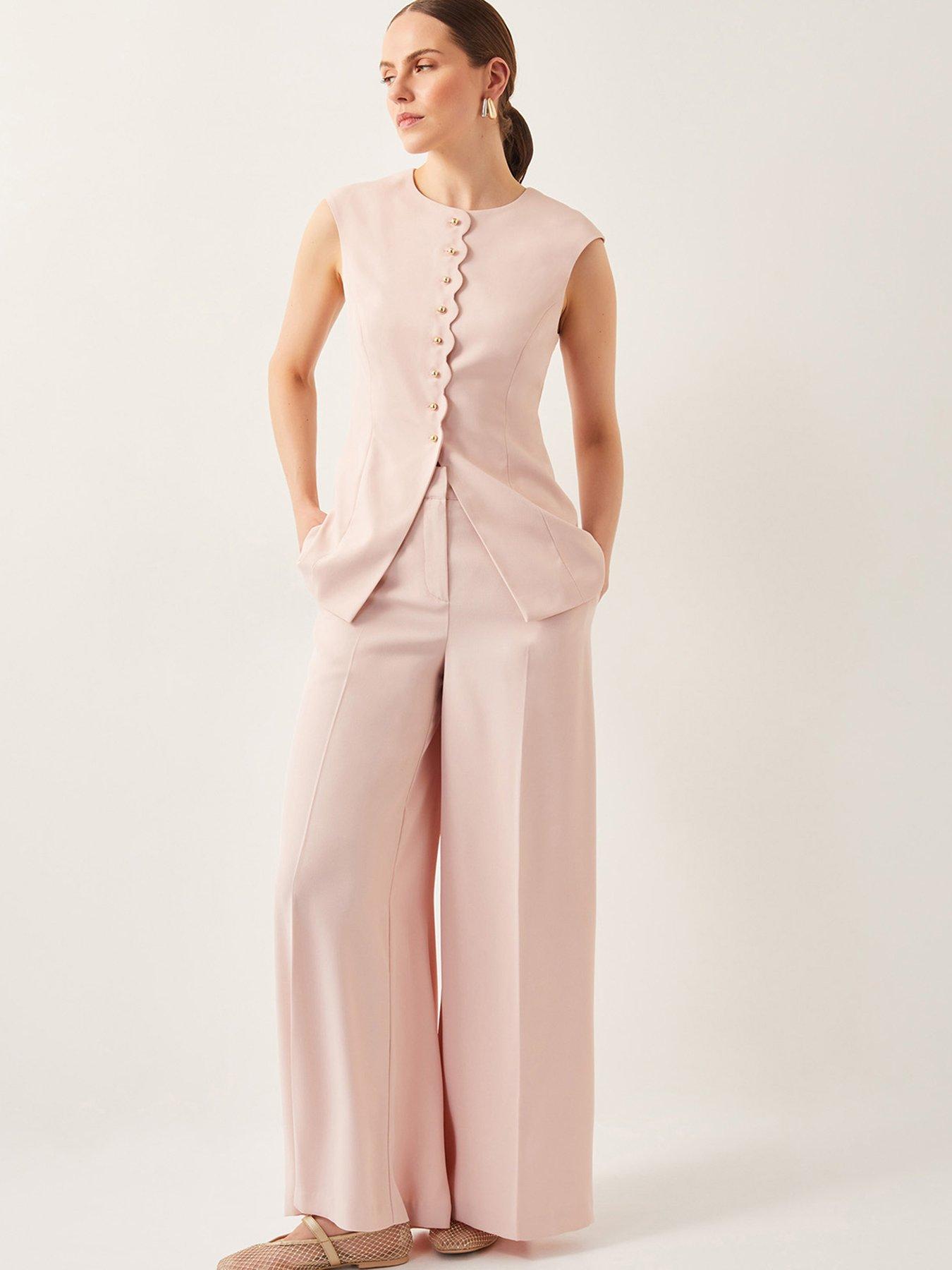 Image 6 of 6 of Monsoon Ruth Wide Leg Trousers - Pink
