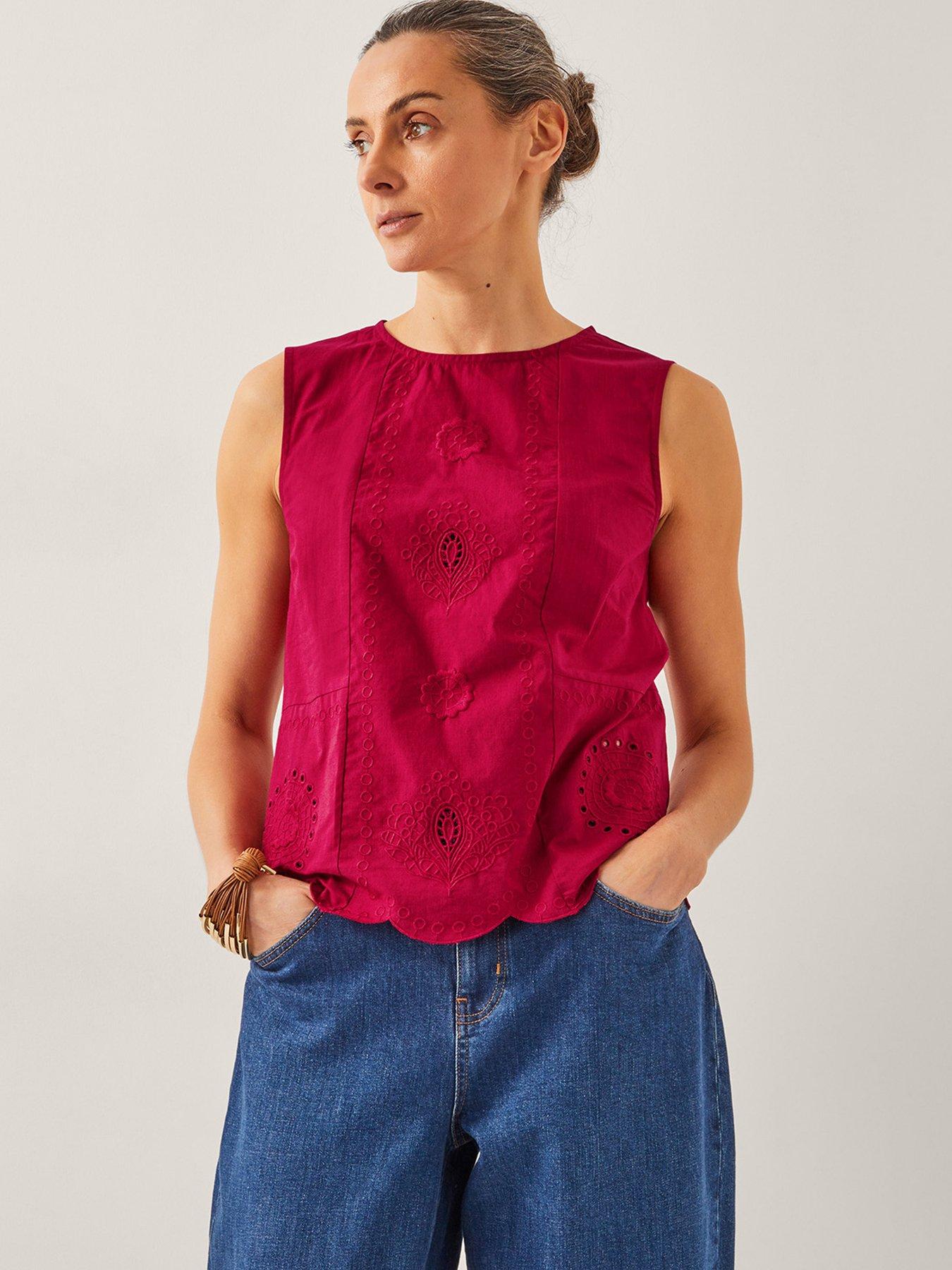 monsoon-orla-broderie-tank-red
