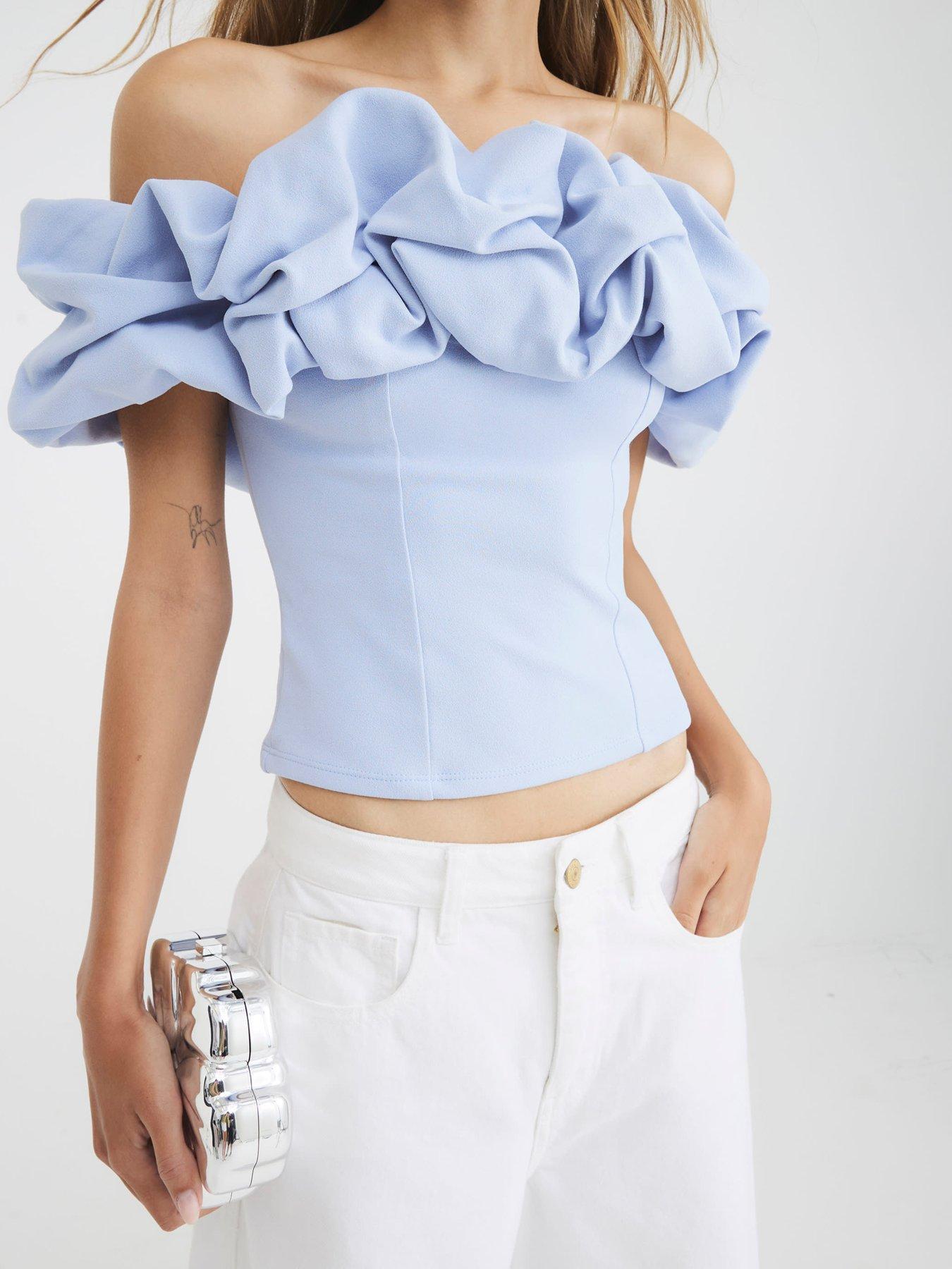 river-island-short-sleeve-ruffle-bardot-top-blueback