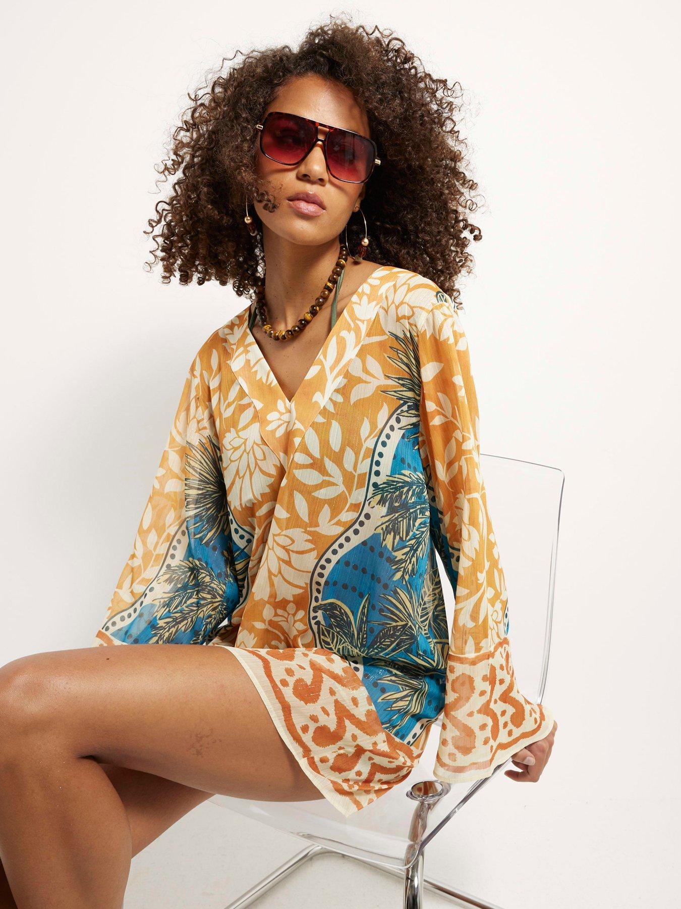 river-island-printed-long-sleeve-plunge-tunic-yellowstillFront