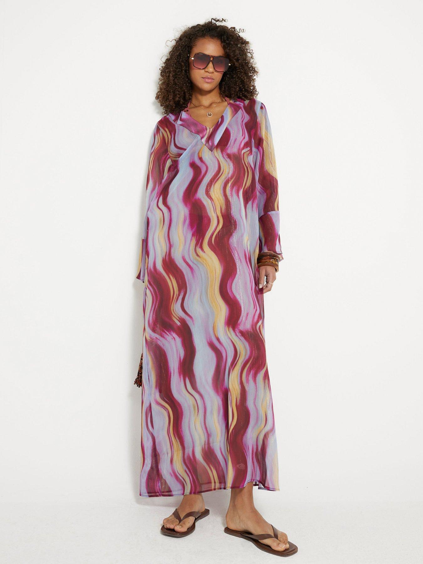 river-island-printed-maxi-tunic-dress-brownfront