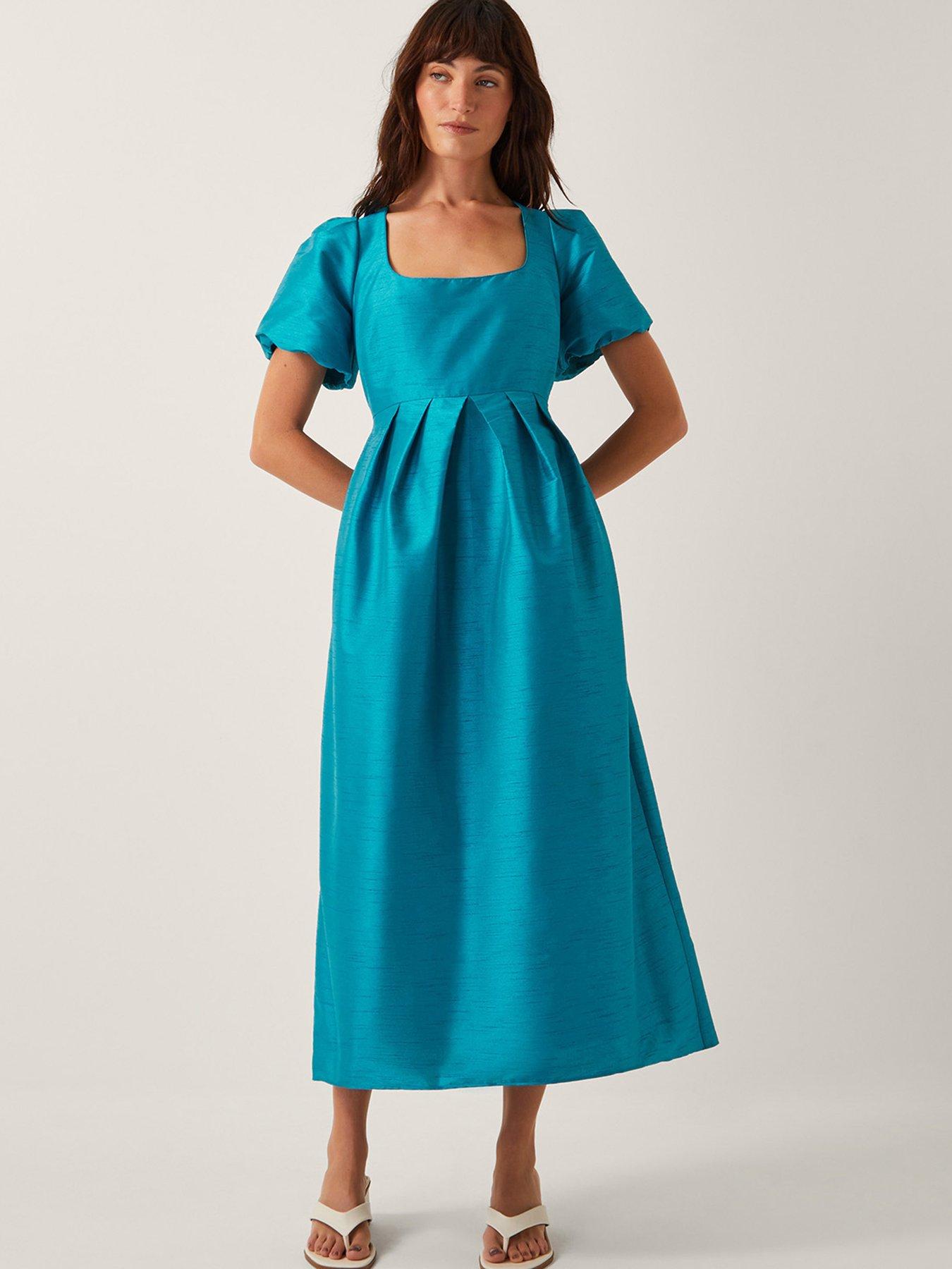 Image 1 of 5 of Monsoon Sandra Midi Dress - Blue