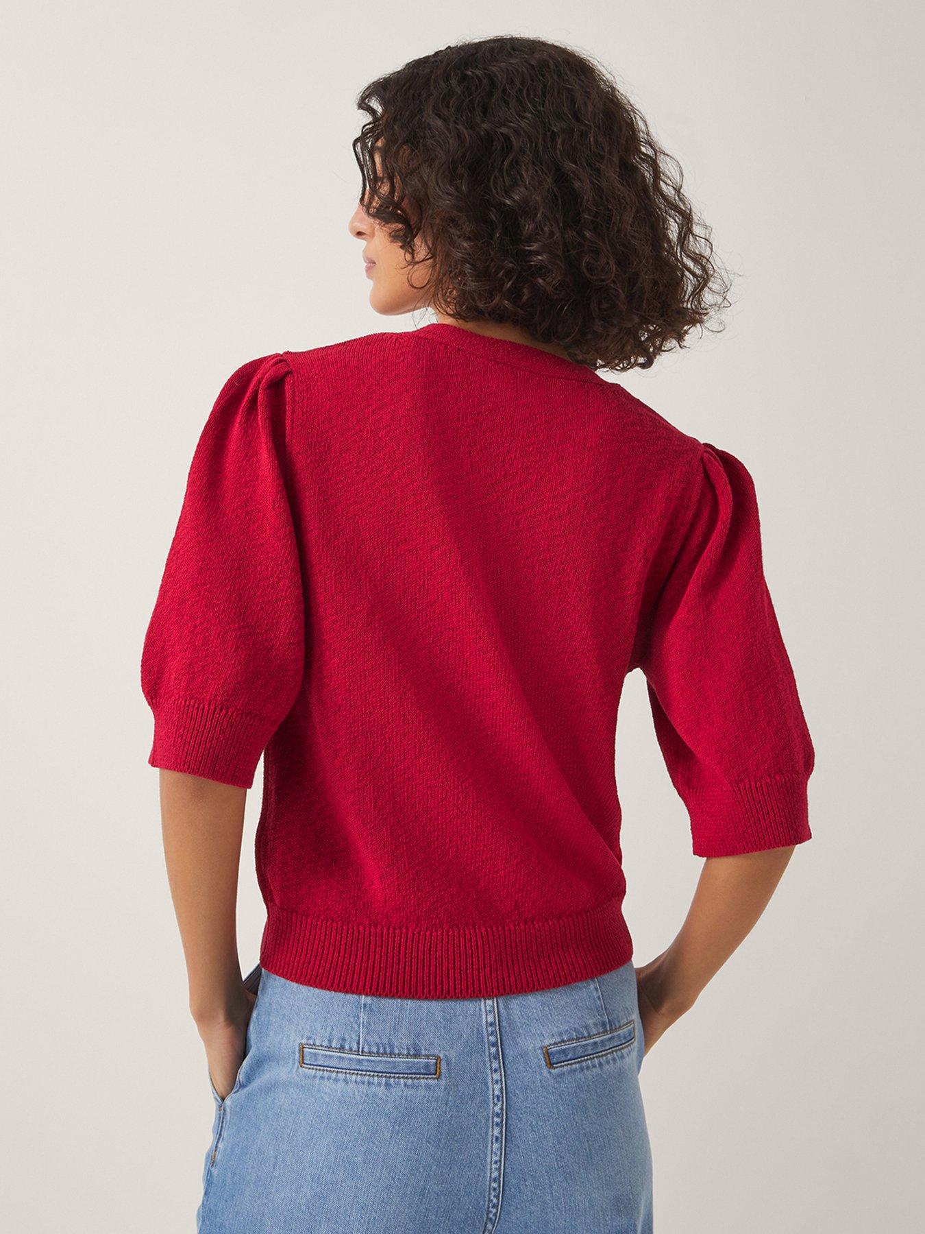 Image 2 of 5 of Monsoon Ellen Embroidered Cardigan - Red