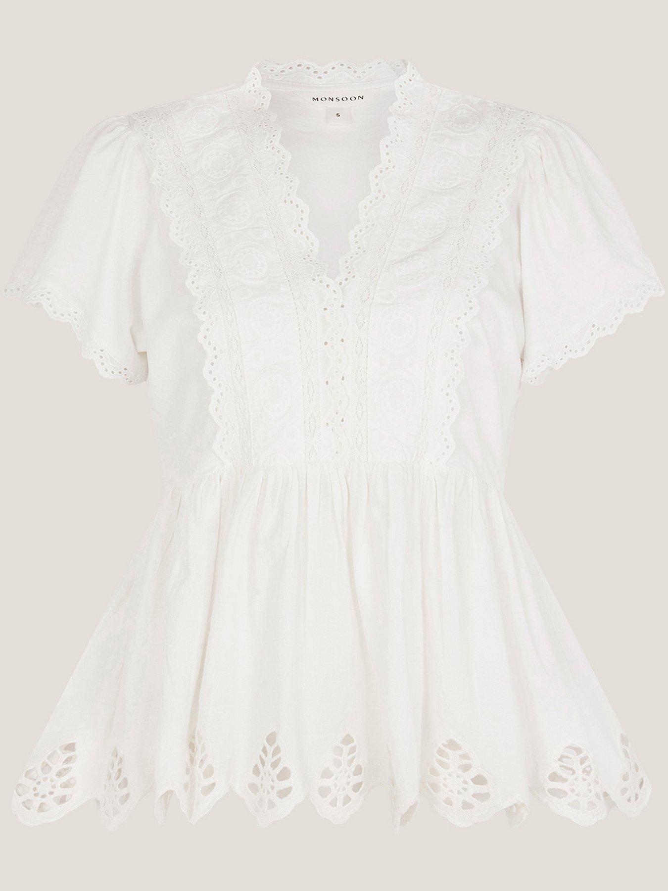 Image 3 of 5 of Monsoon Dee Detail Jersey Top - Cream