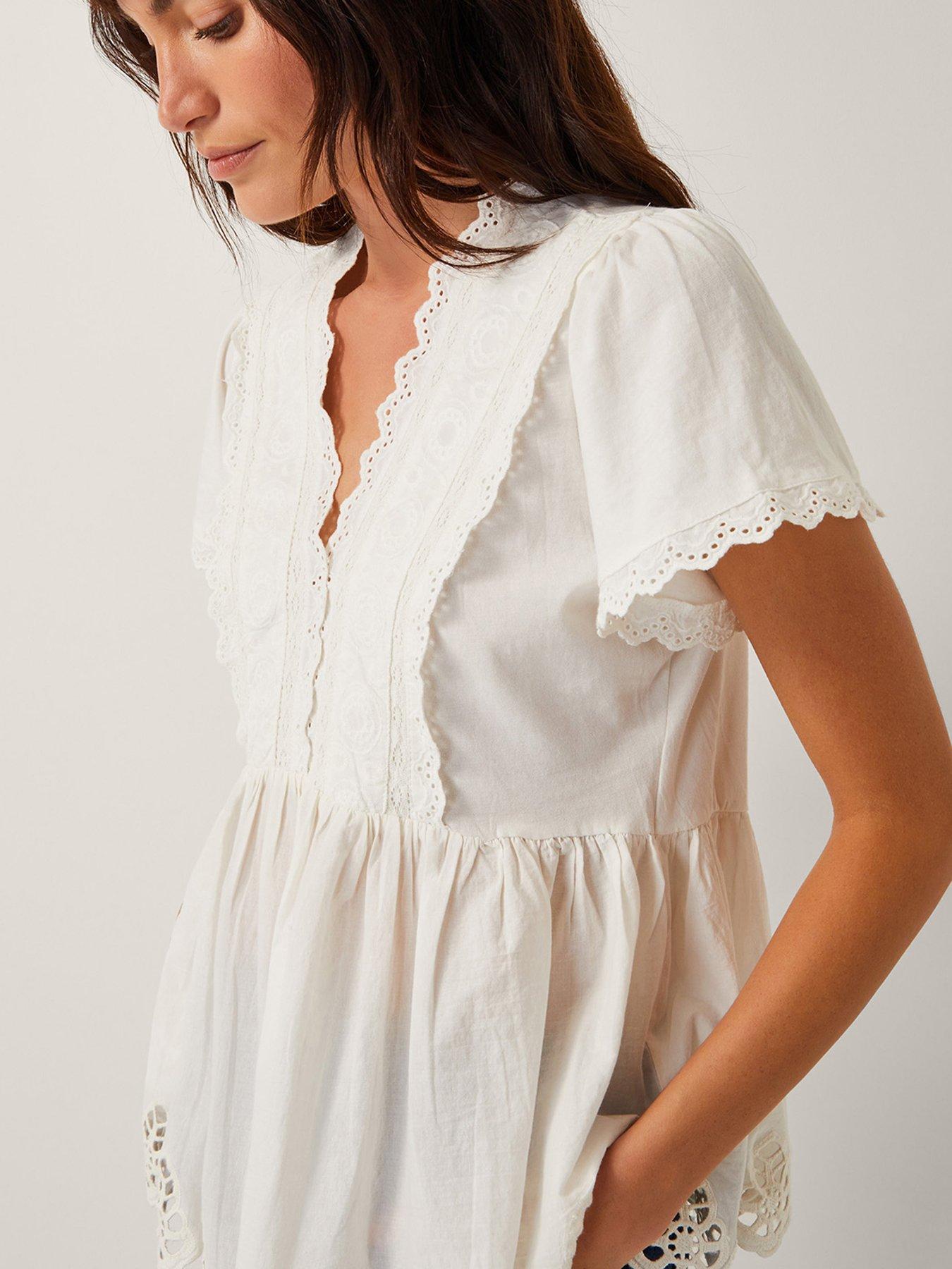 Image 5 of 5 of Monsoon Dee Detail Jersey Top - Cream