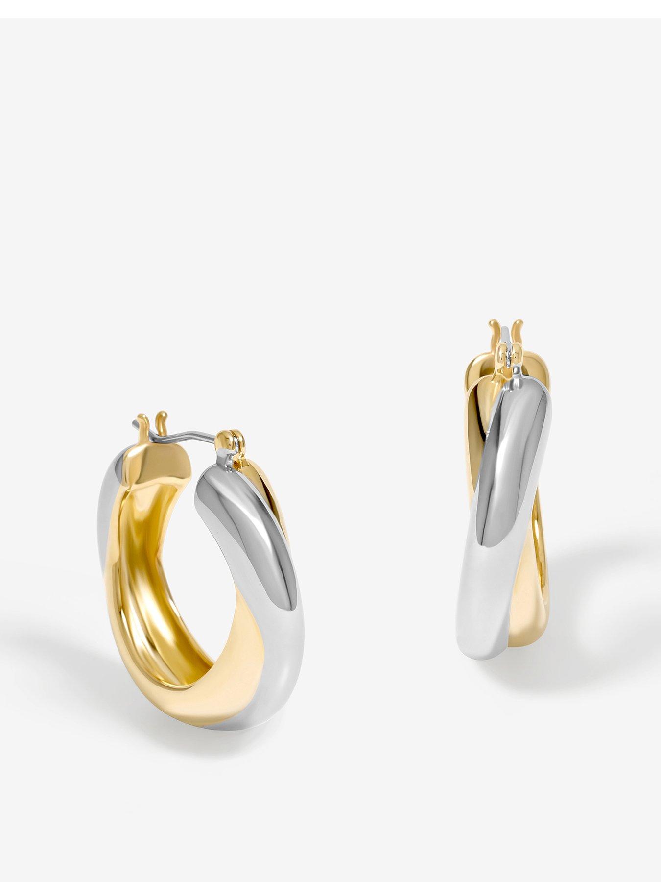 Image of Jon Richard Jon Richard Gold Plated Two Tone Hoop Earrings
