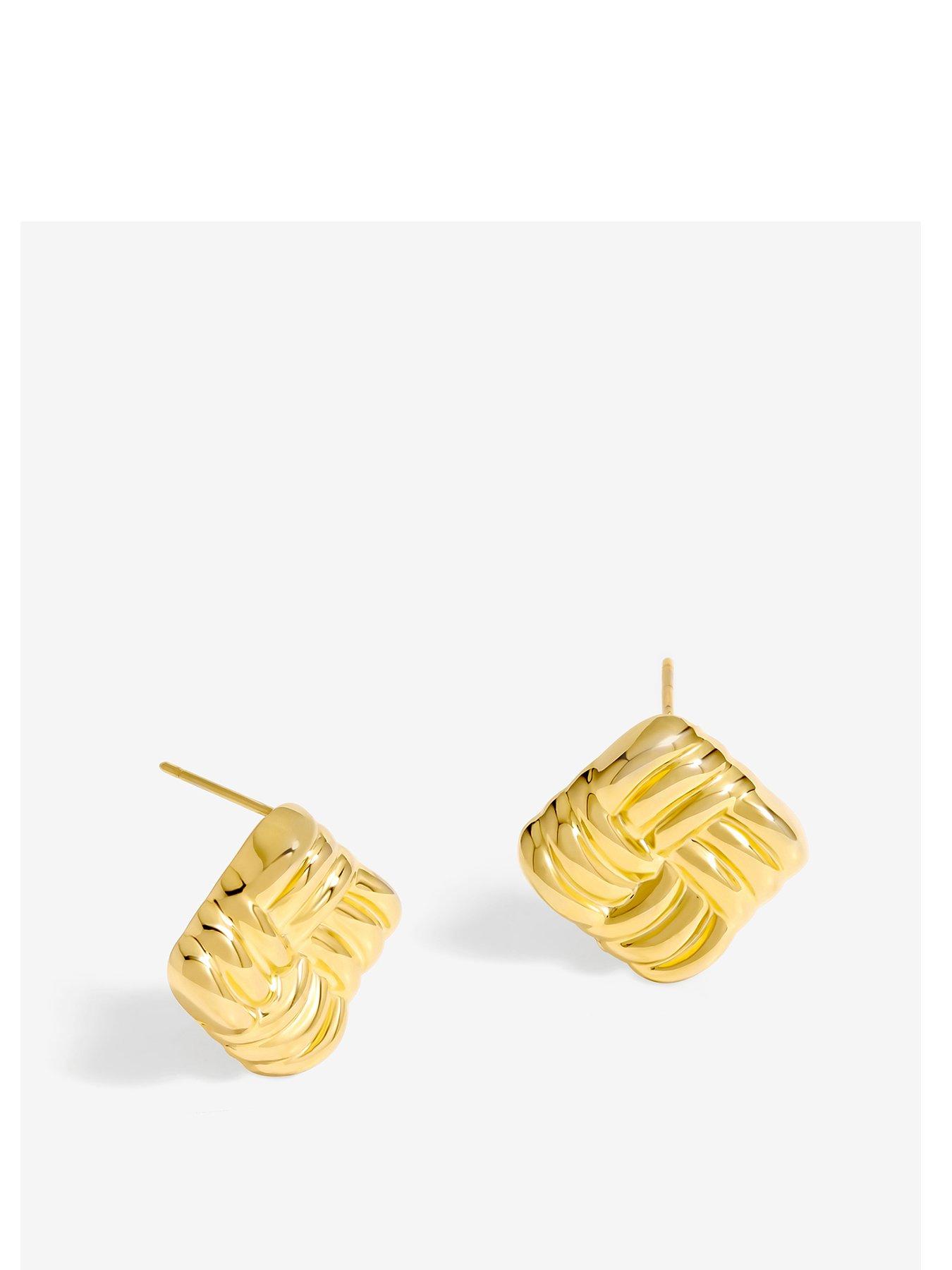 Jon Richard Jon Richard Gold Plated Square Ridge Earrings