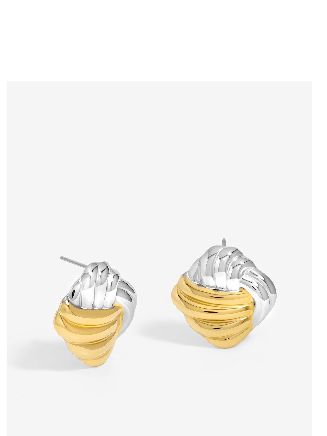 Jon Richard Jon Richard Two Tone Ridge Clip Earrings