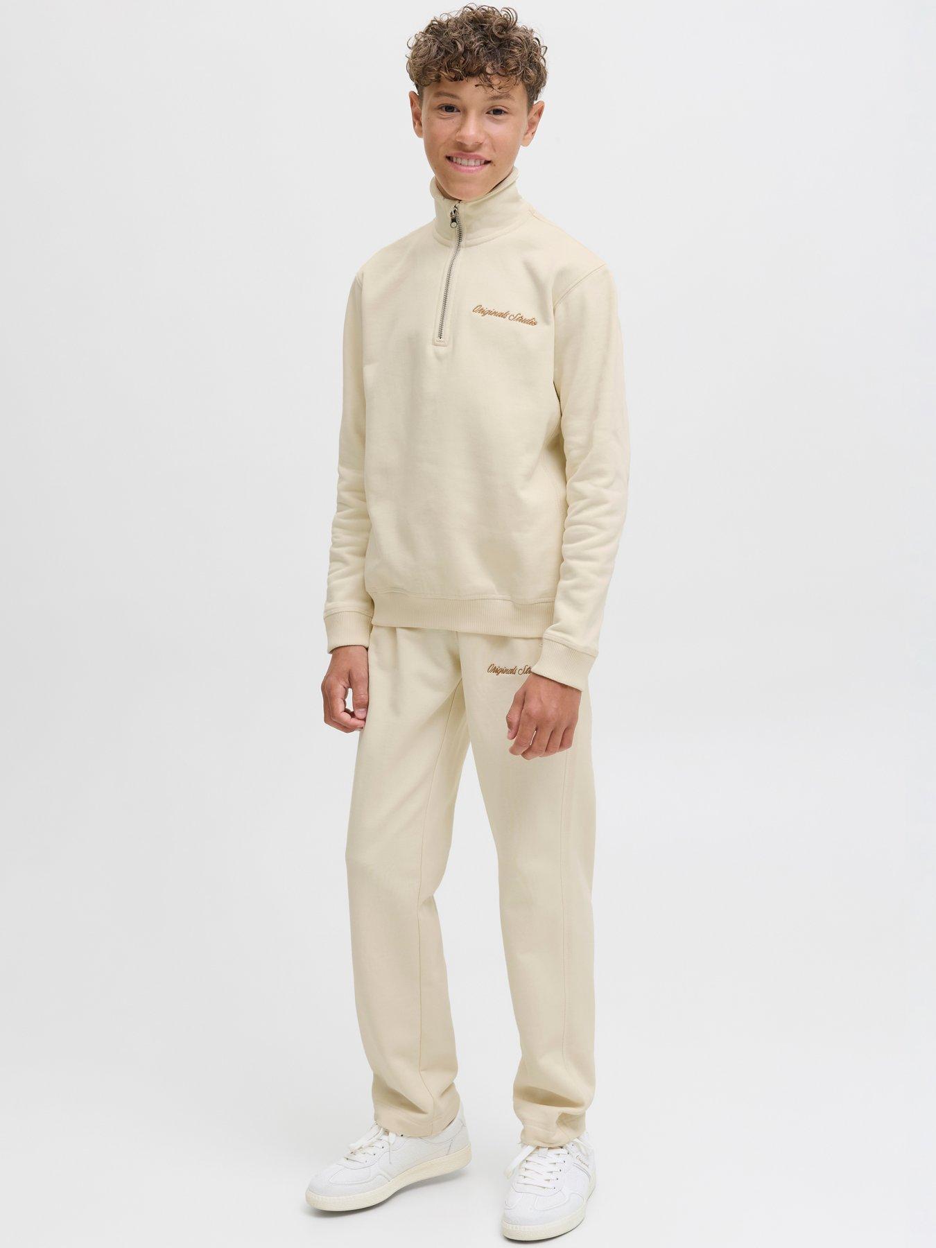 Image 6 of 7 of Jack & Jones Junior Boys Embroidered Half Zip Sweatshirt - Light Cream