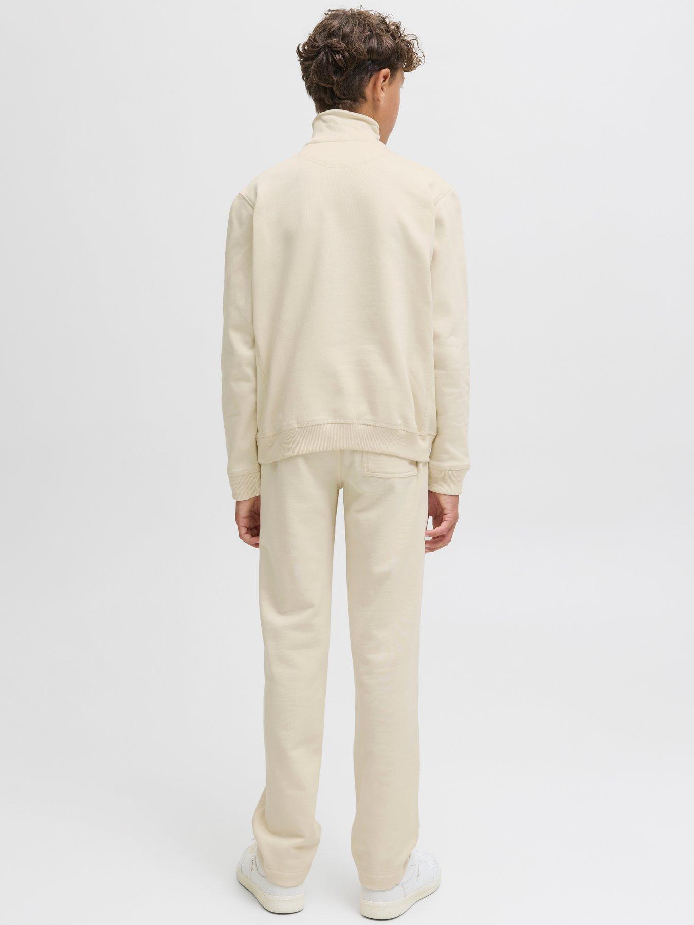 Image 7 of 7 of Jack & Jones Junior Boys Embroidered Half Zip Sweatshirt - Light Cream