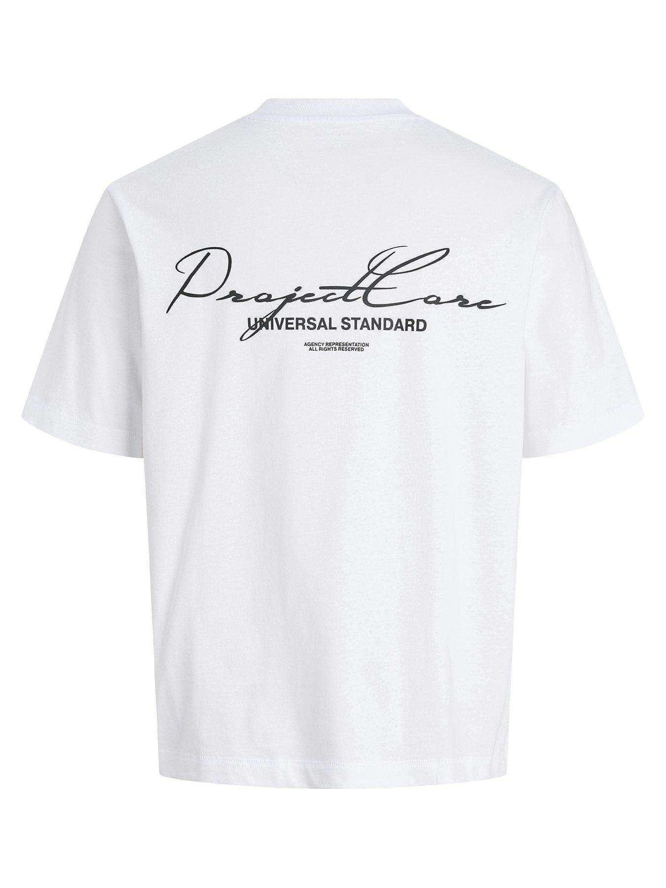 Jack & Jones Junior Boys Cover Script Short Sleeve T-Shirt - White