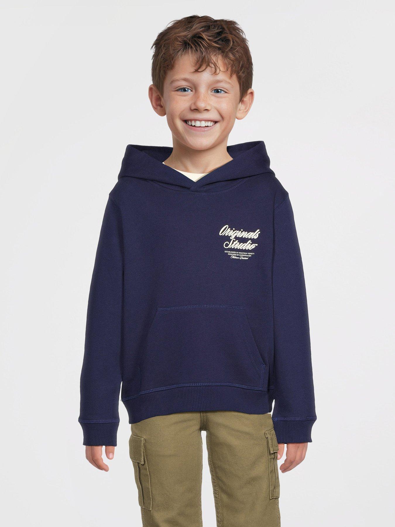 Jack & Jones Mini Younger Boys Typo Hoodie Blue