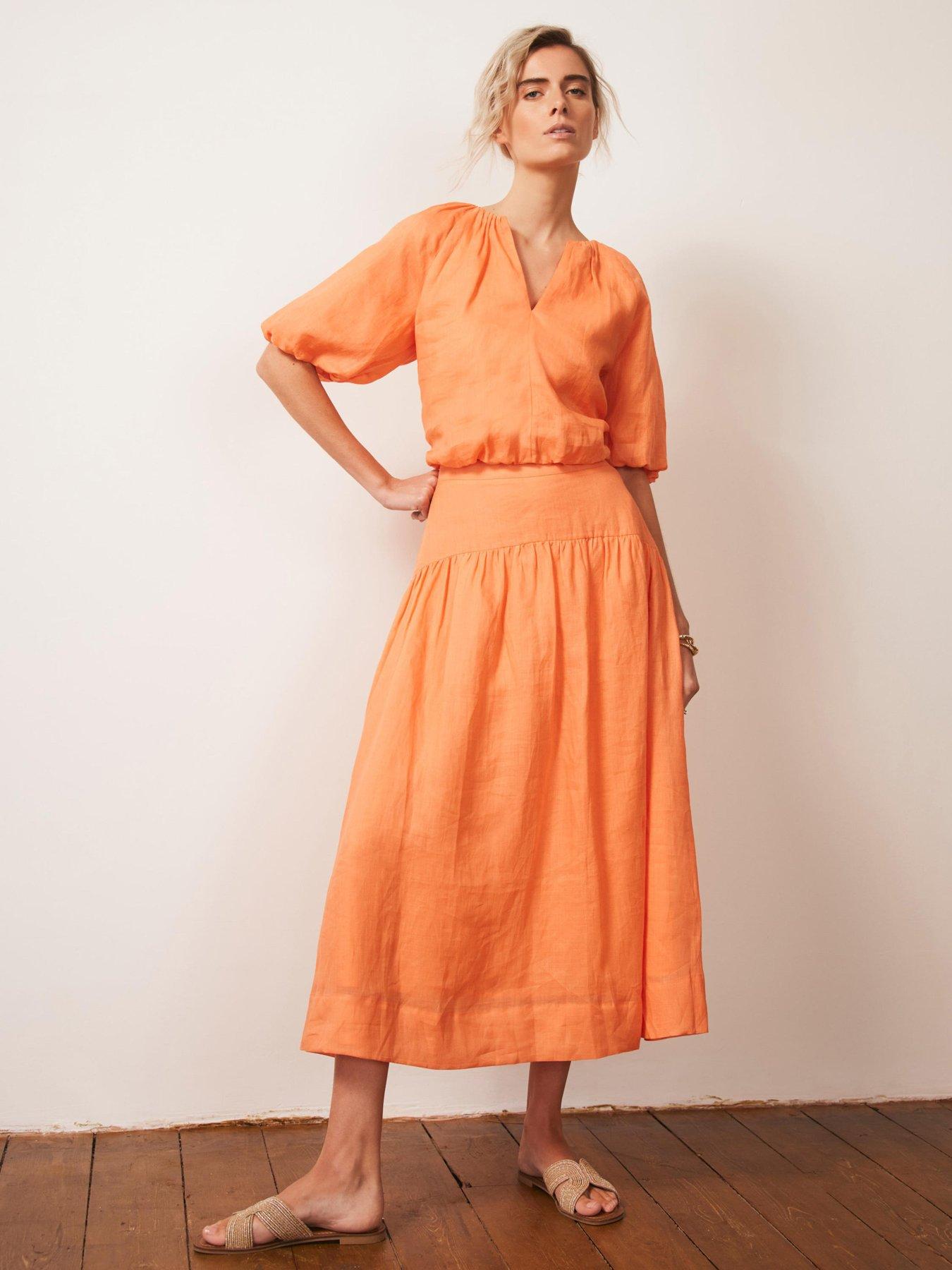 Image 2 of 6 of Mint Velvet Puff Sleeve Top - Orange