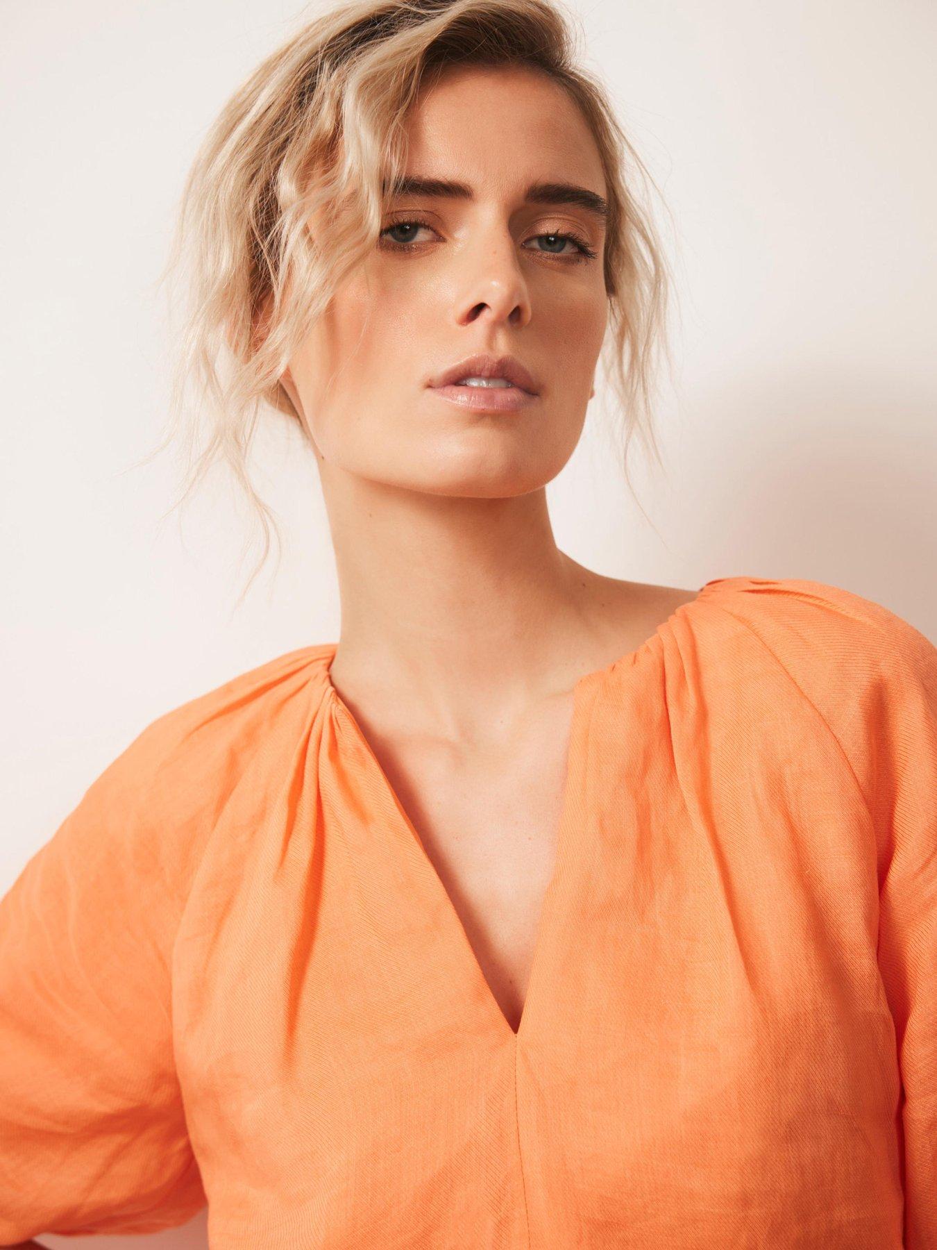 Image 3 of 6 of Mint Velvet Puff Sleeve Top - Orange