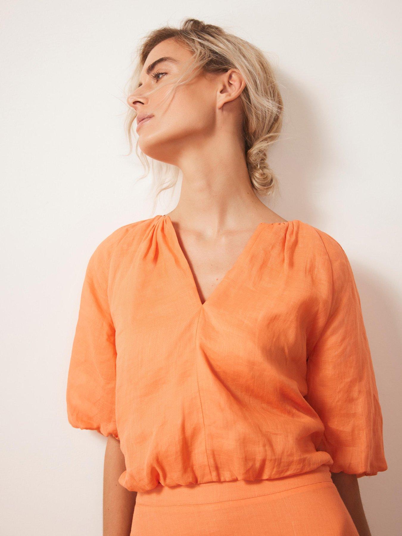 Image 4 of 6 of Mint Velvet Puff Sleeve Top - Orange