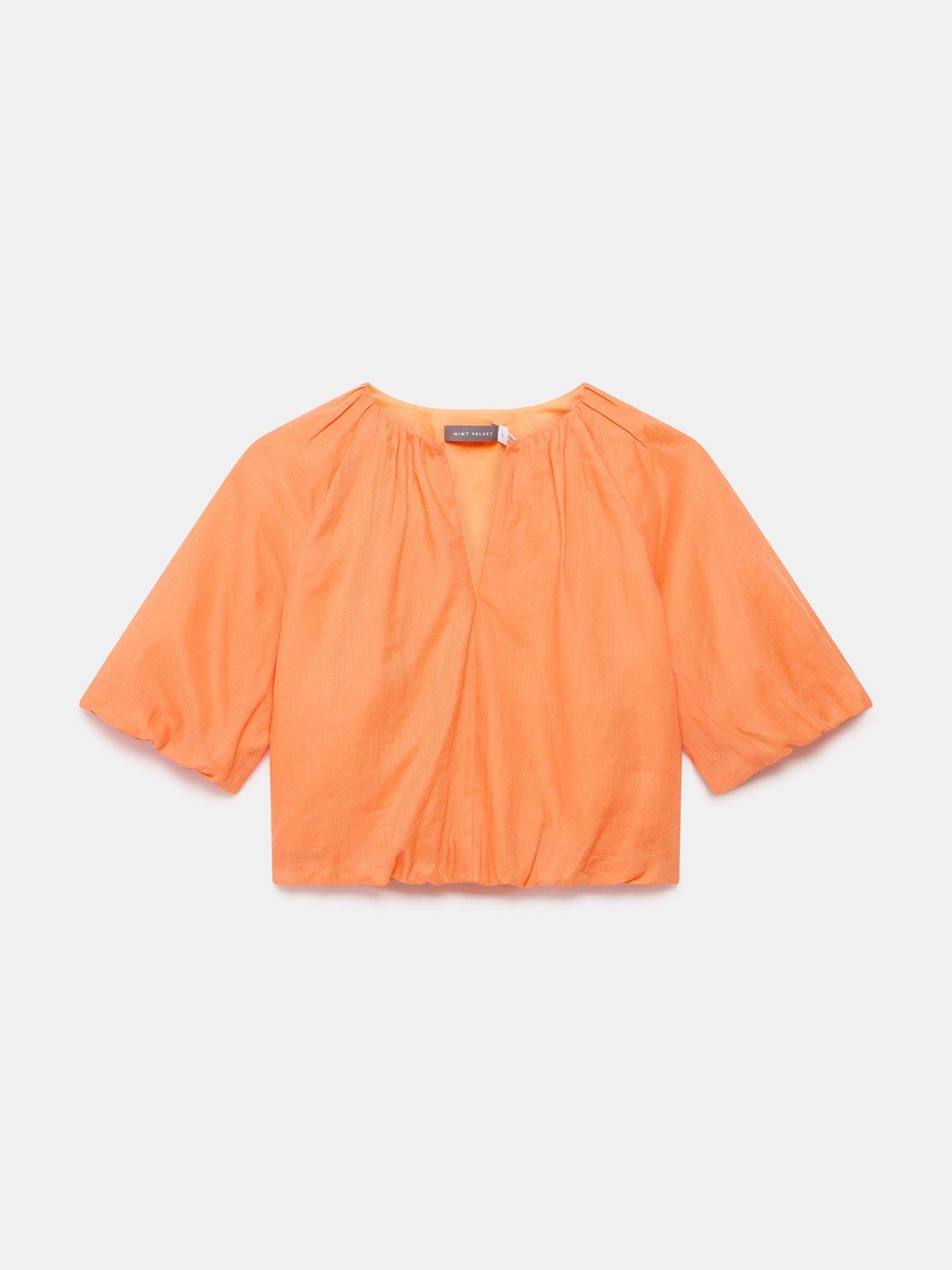Image 5 of 6 of Mint Velvet Puff Sleeve Top - Orange