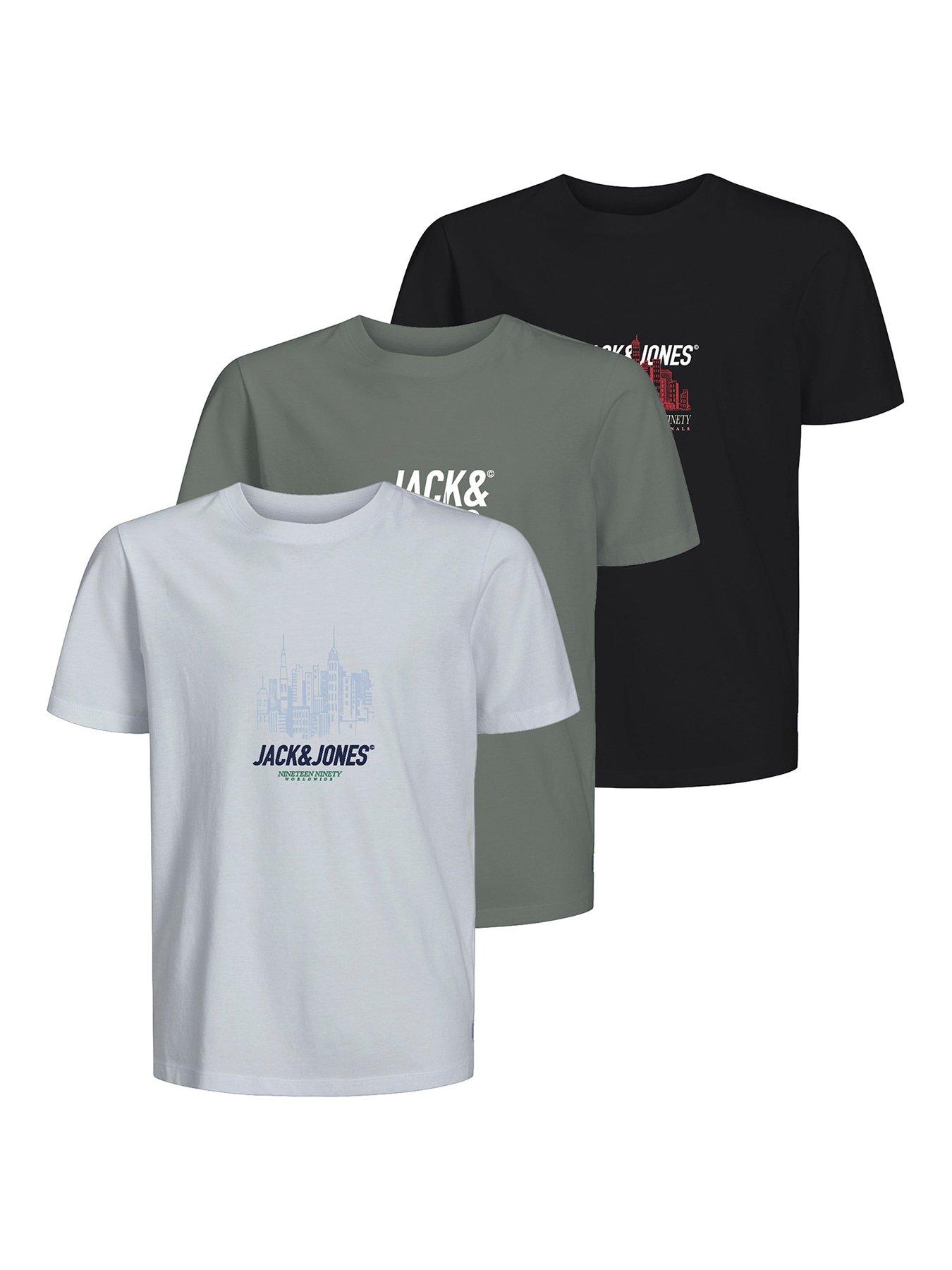 Jack & Jones Junior Boys 3 Pack York Short Sleeve T-shirts - Multi