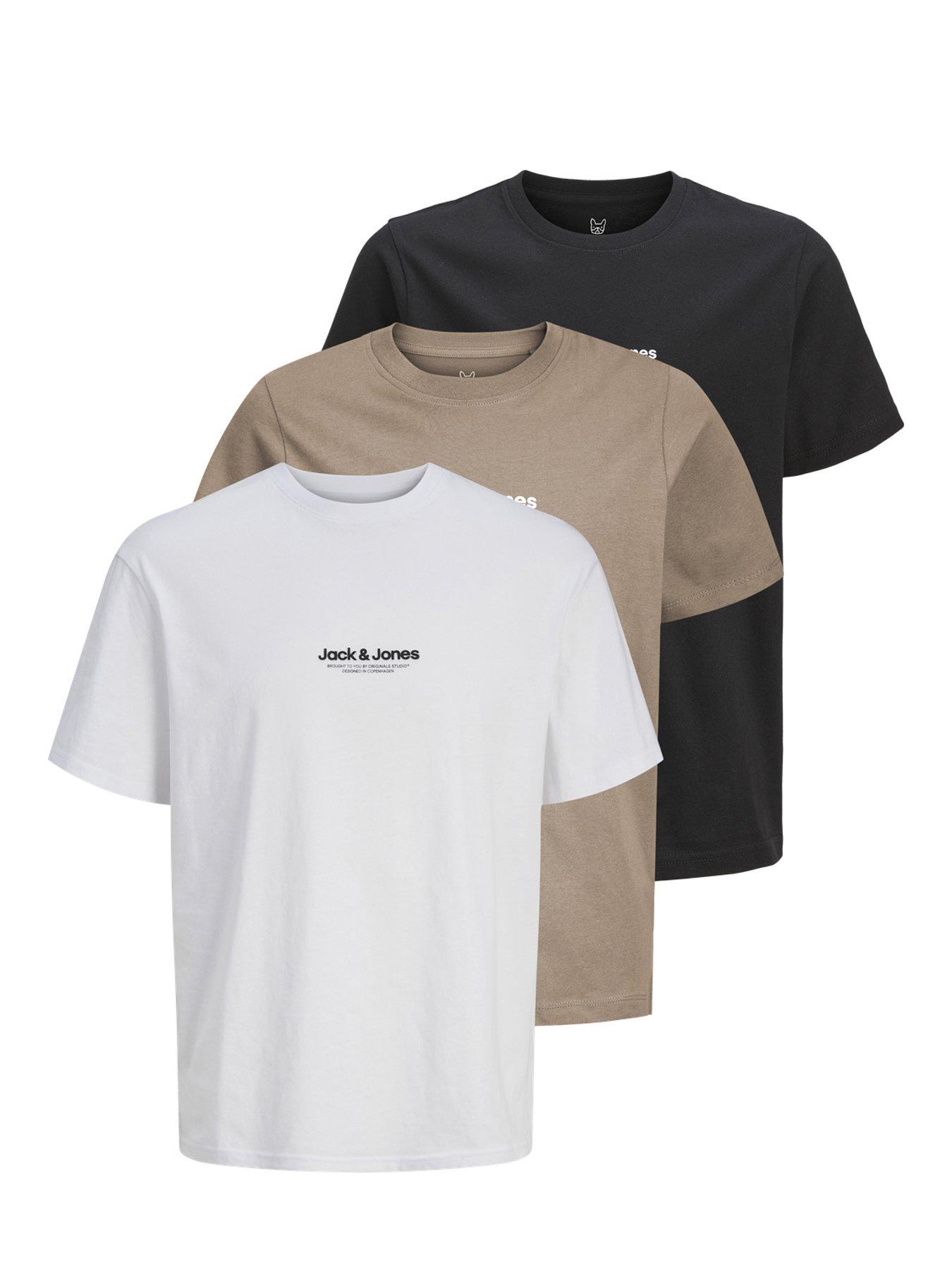 Jack & Jones Junior Boys 3 Pack Vesterbro Short Sleeve T-shirts - Multi