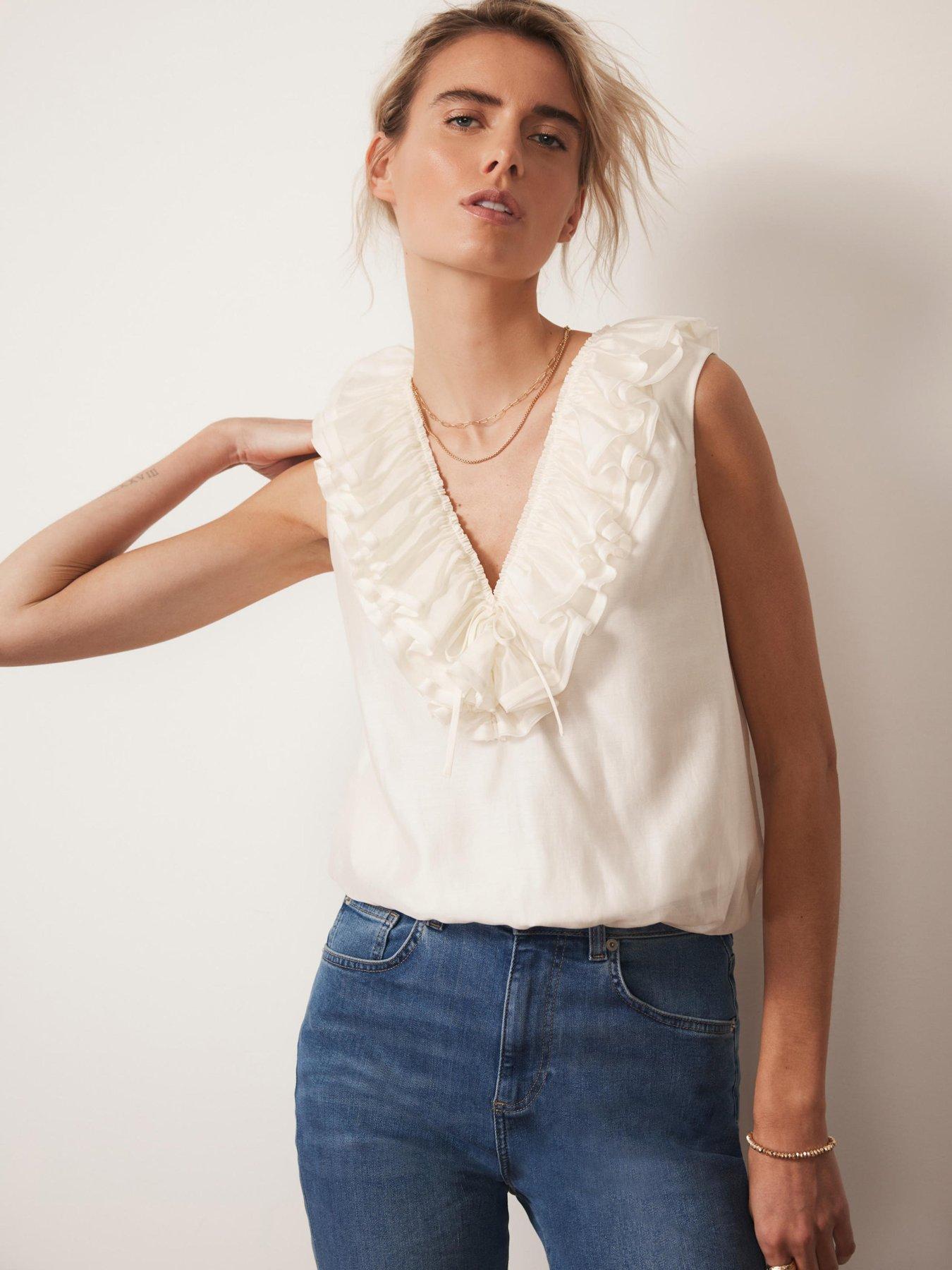 mint-velvet-cream-ruffle-front-top-whitestillFront