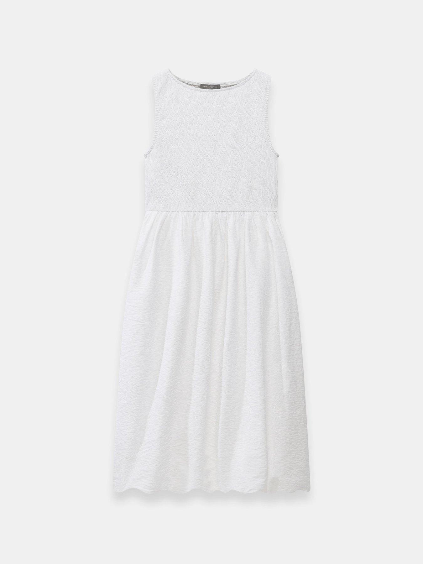 Image 5 of 6 of Mint Velvet Bubble Hem Midi Dress - White