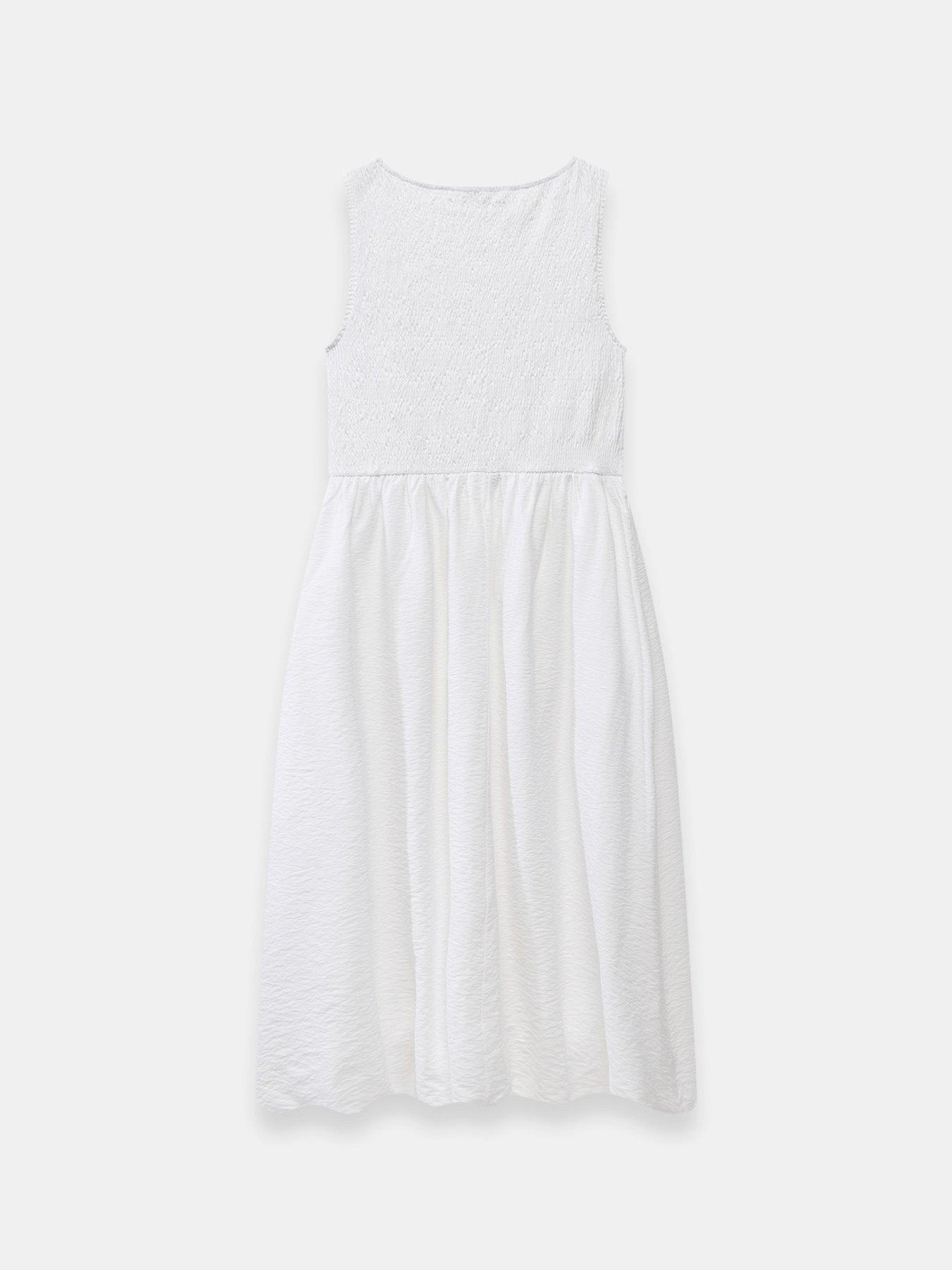 Image 6 of 6 of Mint Velvet Bubble Hem Midi Dress - White