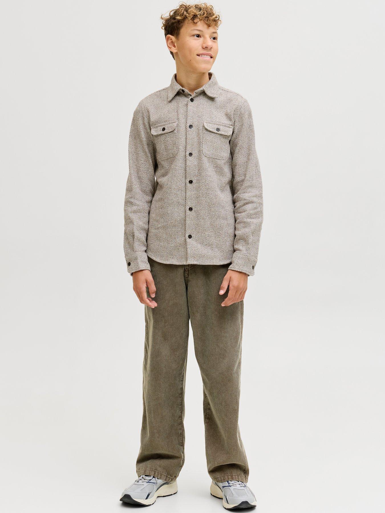 Image 3 of 6 of Jack & Jones Junior Boys Melange Long Sleeve Overshirt - Beige
