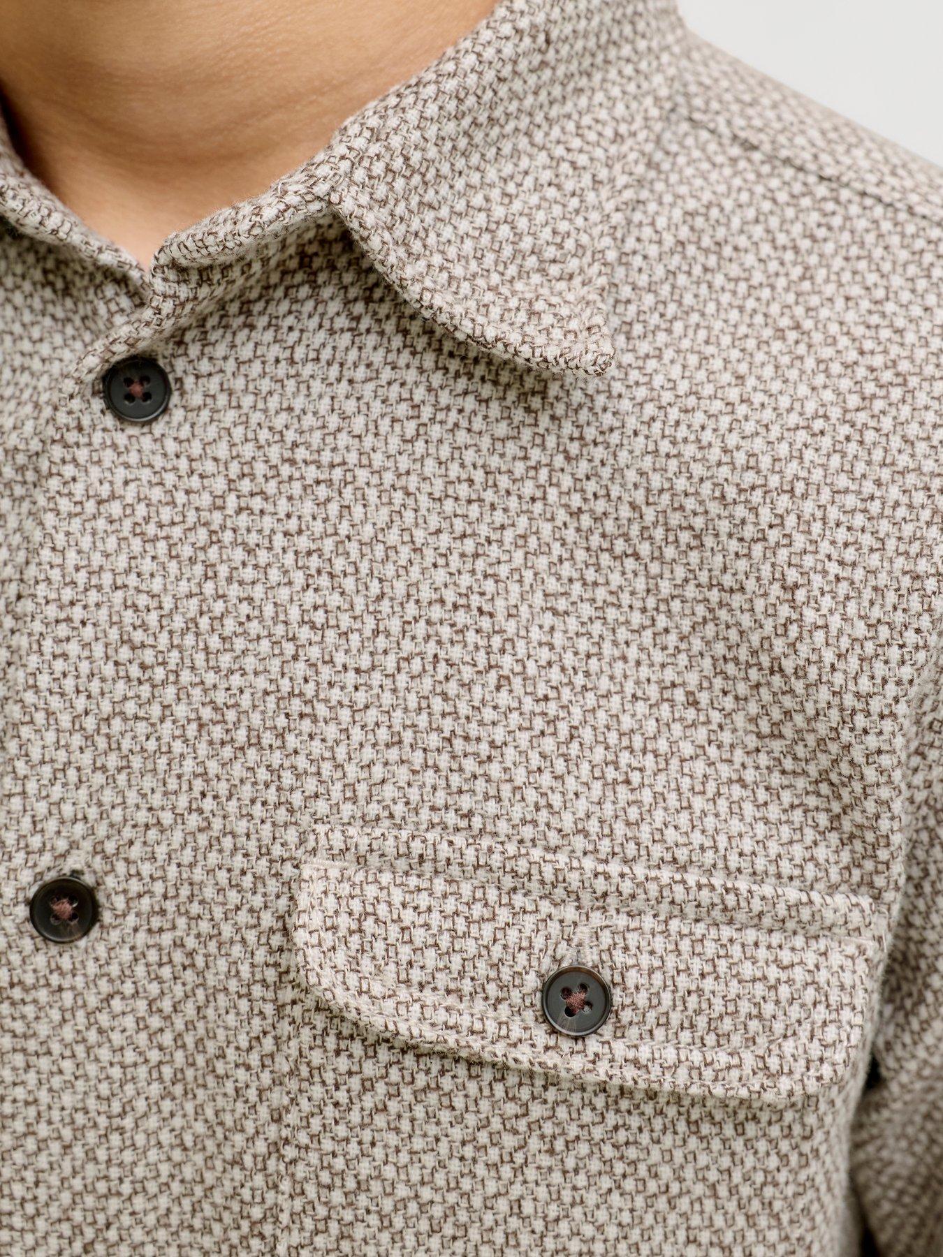 Image 5 of 6 of Jack & Jones Junior Boys Melange Long Sleeve Overshirt - Beige