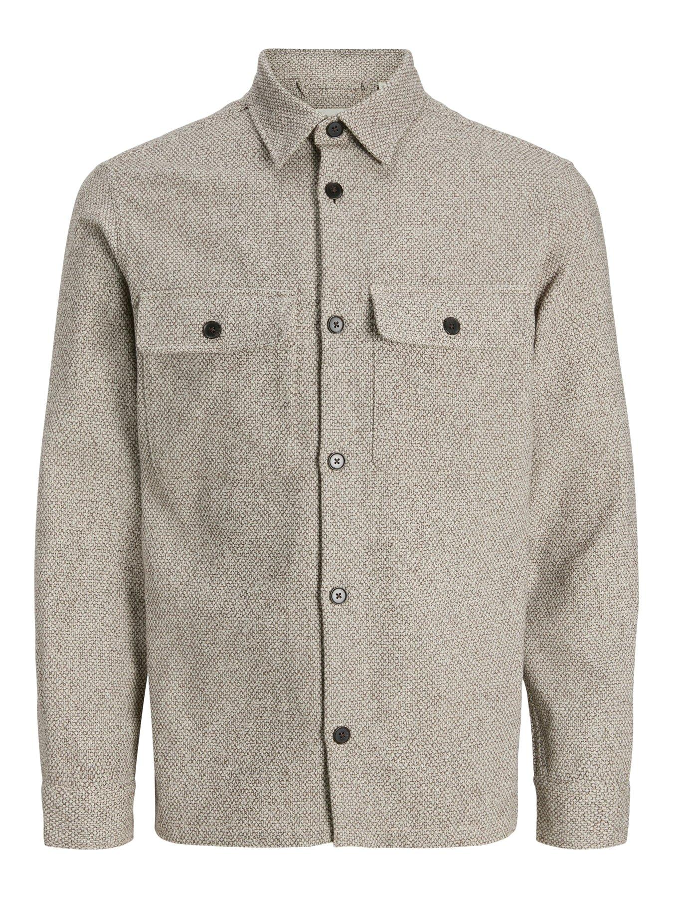 Image 6 of 6 of Jack & Jones Junior Boys Melange Long Sleeve Overshirt - Beige