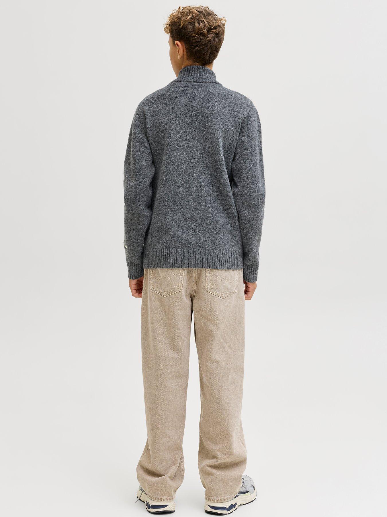 jack-jones-junior-boys-half-zip-knitted-jumper-greystillFront
