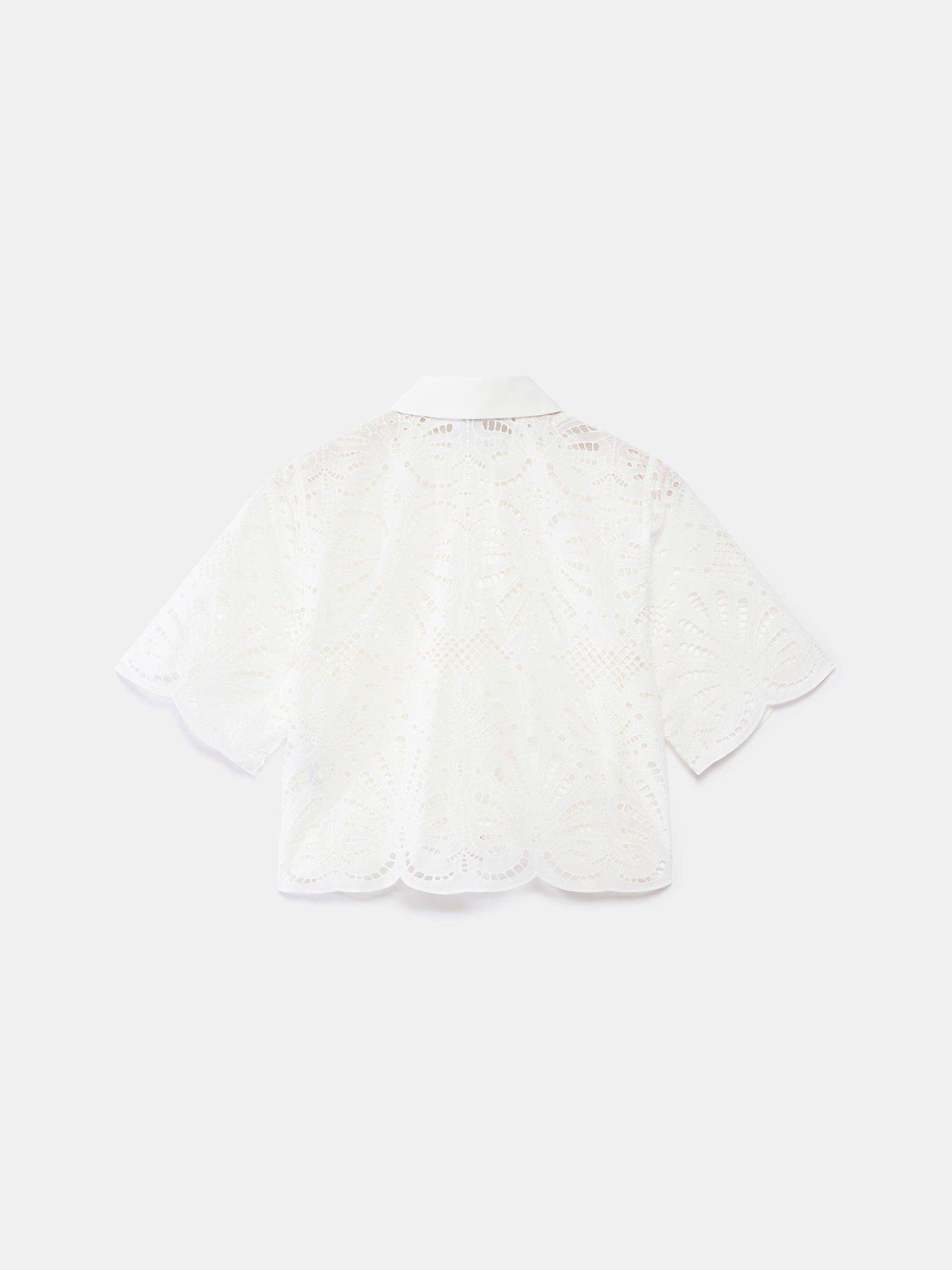 Image 6 of 6 of Mint Velvet Broderie Shirt - White